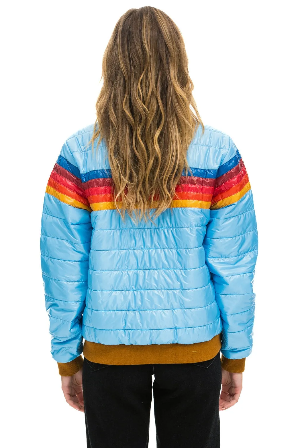 5 STRIPE RAINBOW SLEEVE JACKET -  SKY GLOSSY