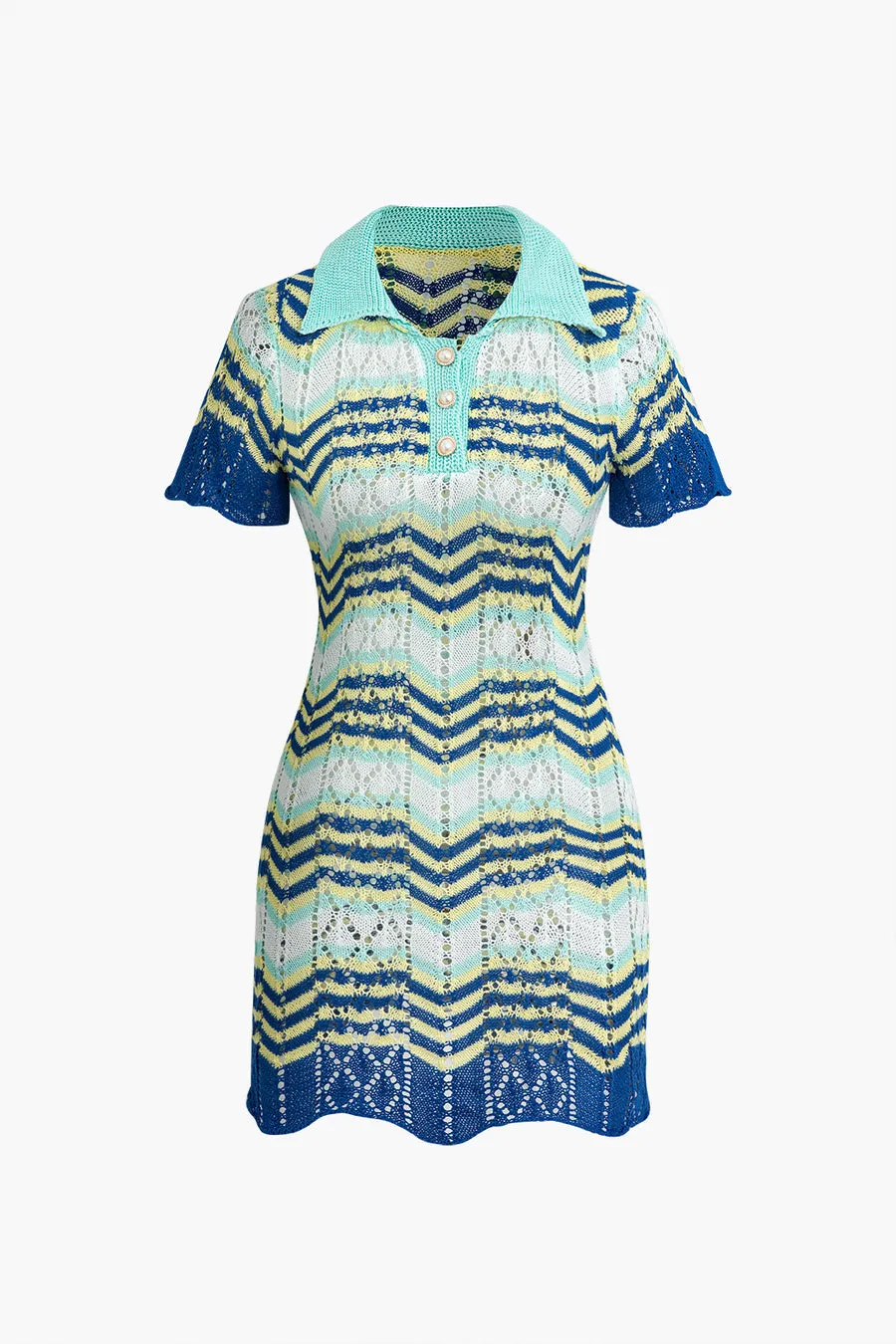 A&A Short Sleeve Knitted Mini Polo Dress