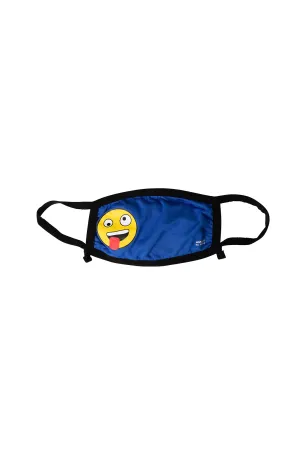 BLUE SILLY EMOJI - KID'S FACE MASK