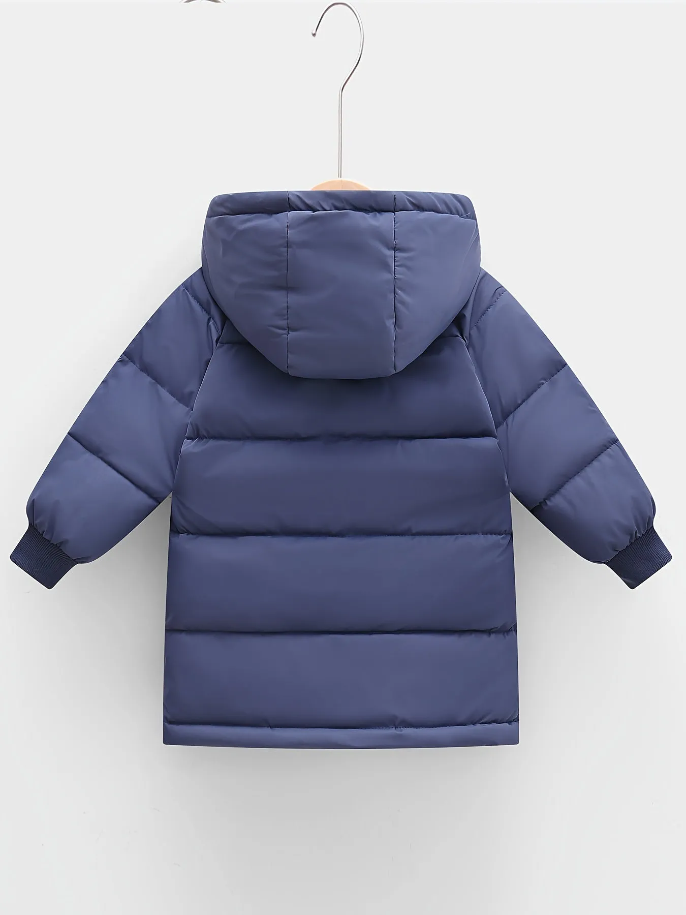 Boys Casual Thick Warm Mid-length Hooded Jacket, Zip Up Coat, Boy's Clothes For Winter Outdoor, As Gift