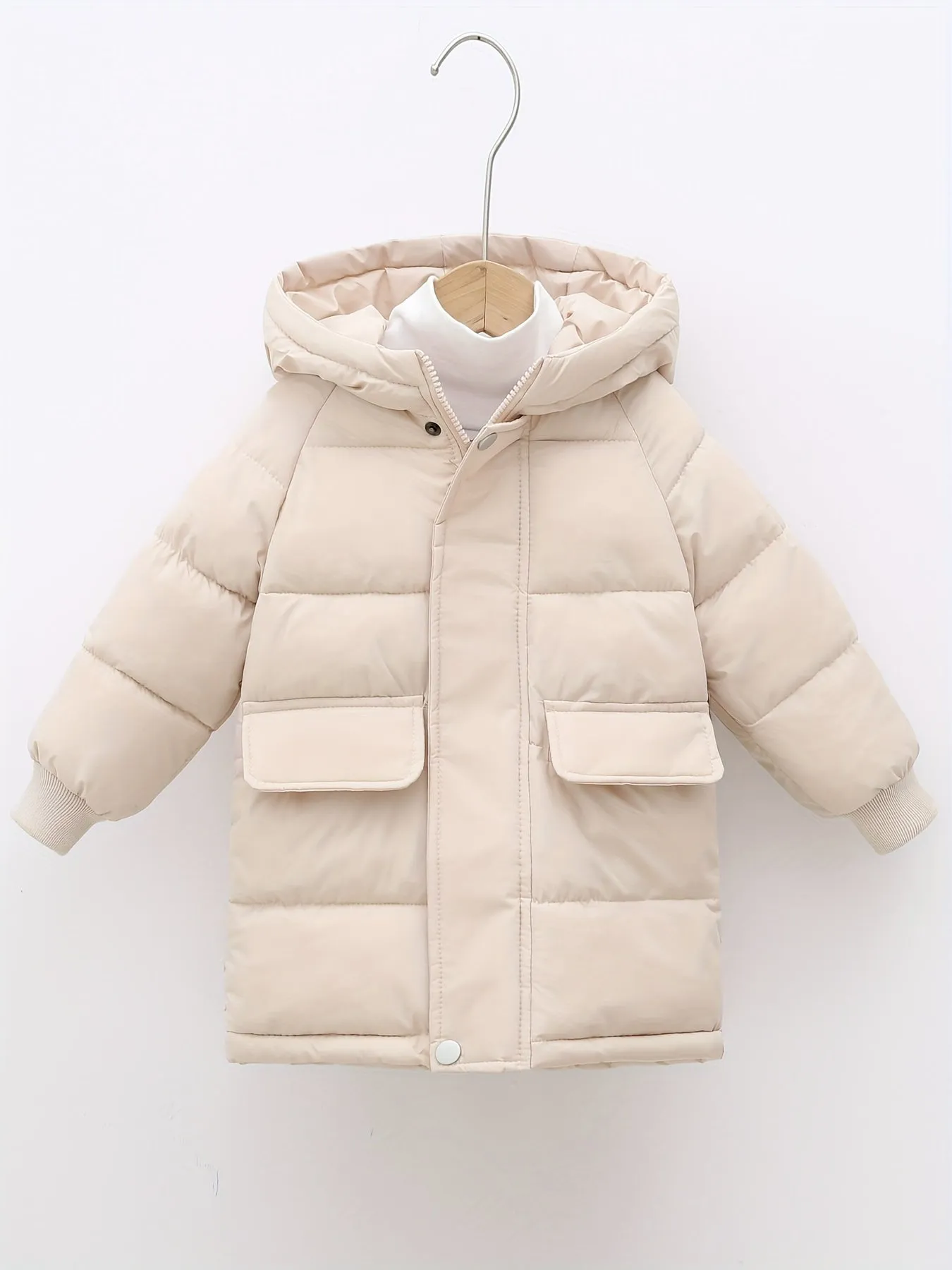 Boys Casual Thick Warm Mid-length Hooded Jacket, Zip Up Coat, Boy's Clothes For Winter Outdoor, As Gift