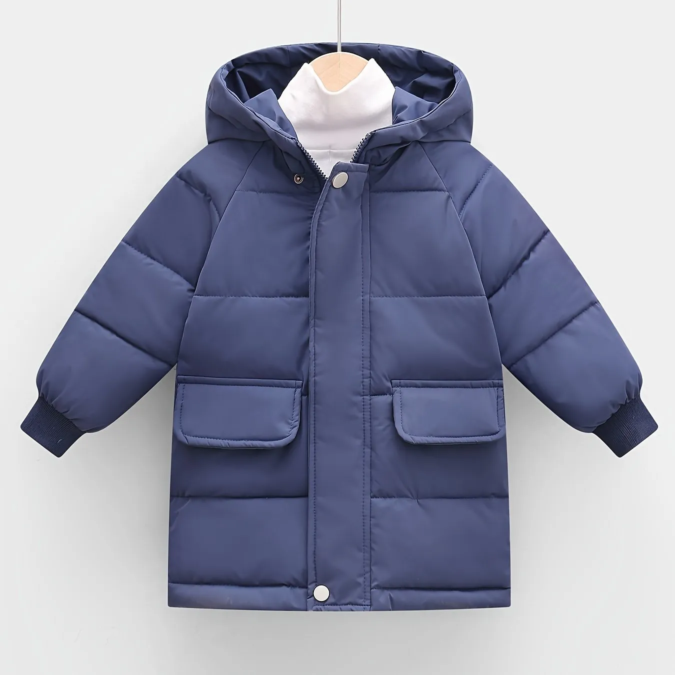 Boys Casual Thick Warm Mid-length Hooded Jacket, Zip Up Coat, Boy's Clothes For Winter Outdoor, As Gift