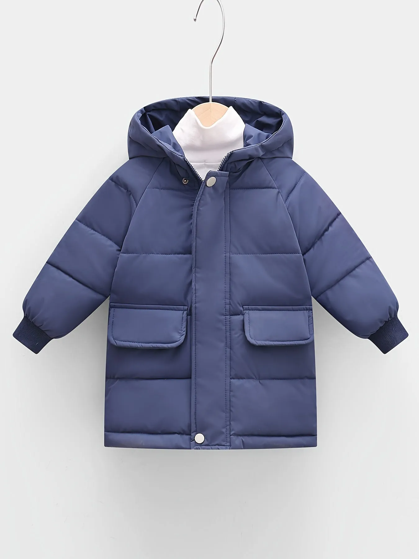 Boys Casual Thick Warm Mid-length Hooded Jacket, Zip Up Coat, Boy's Clothes For Winter Outdoor, As Gift