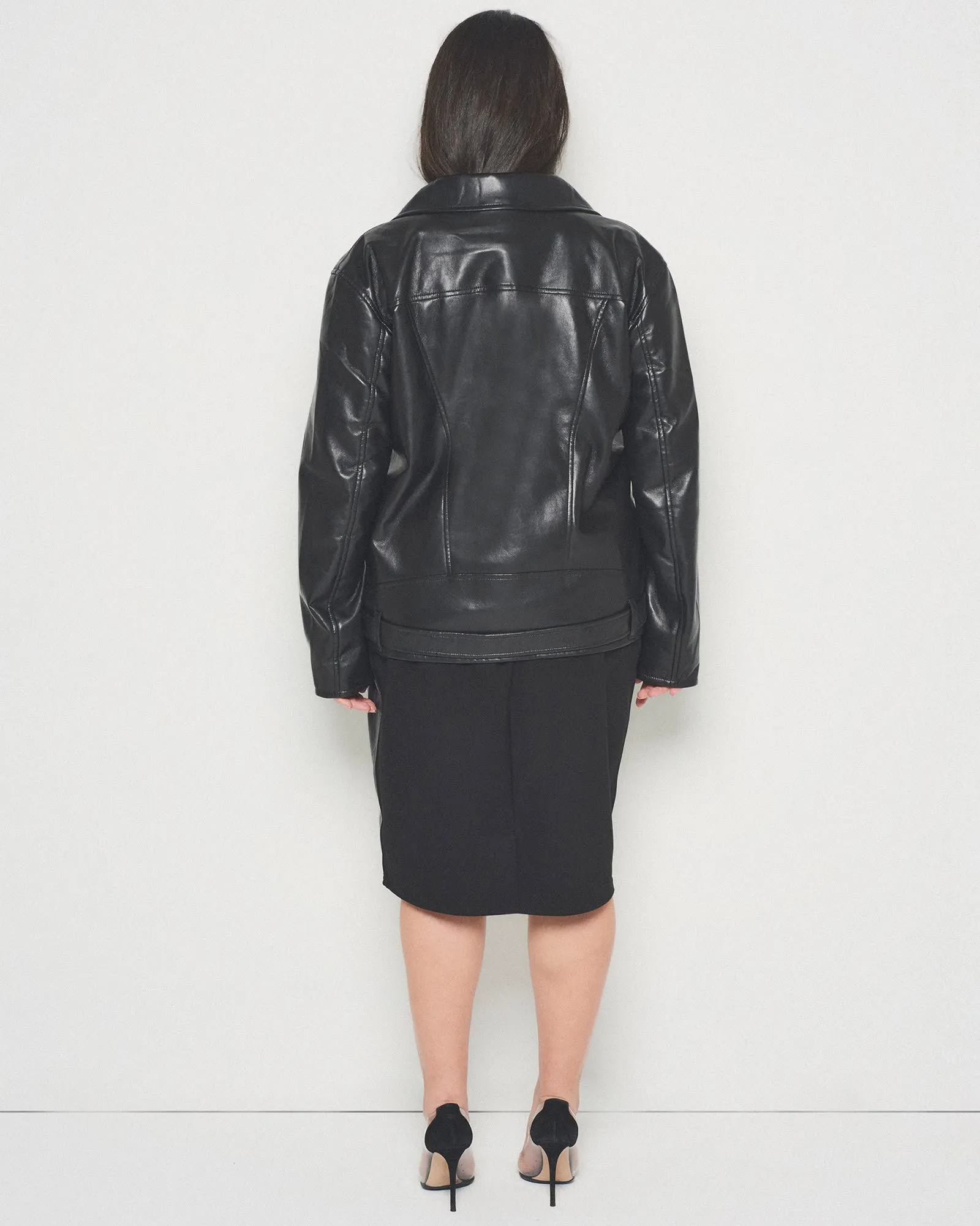 Brando Recycled Leather  Boyfriend Jacket | Black