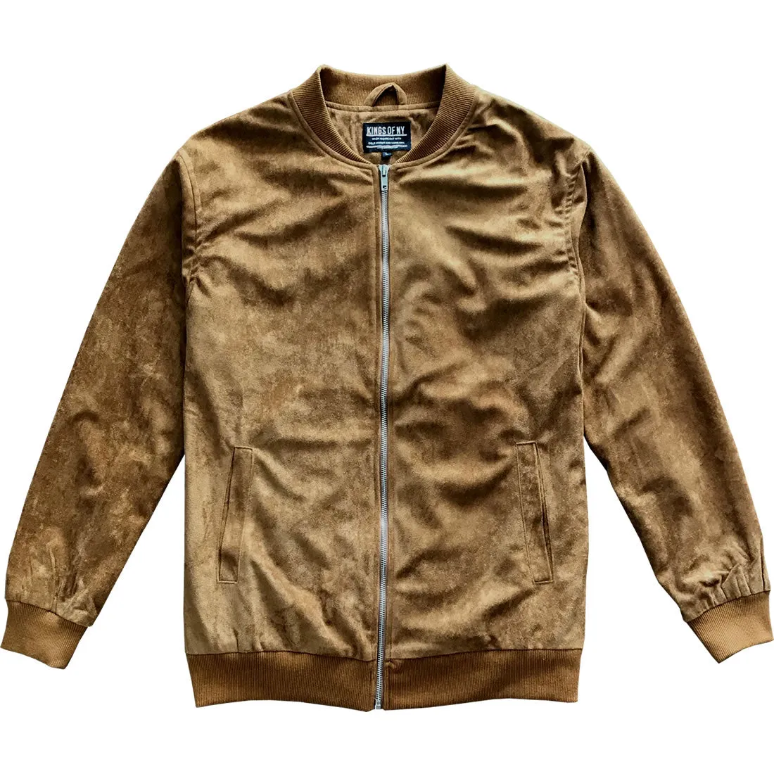 Brown Faux Suede Mens Bomber Jacket