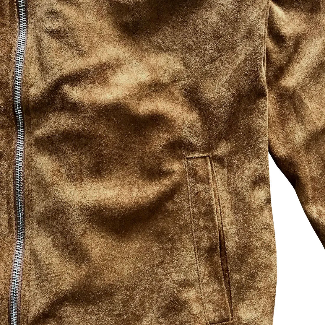 Brown Faux Suede Mens Bomber Jacket