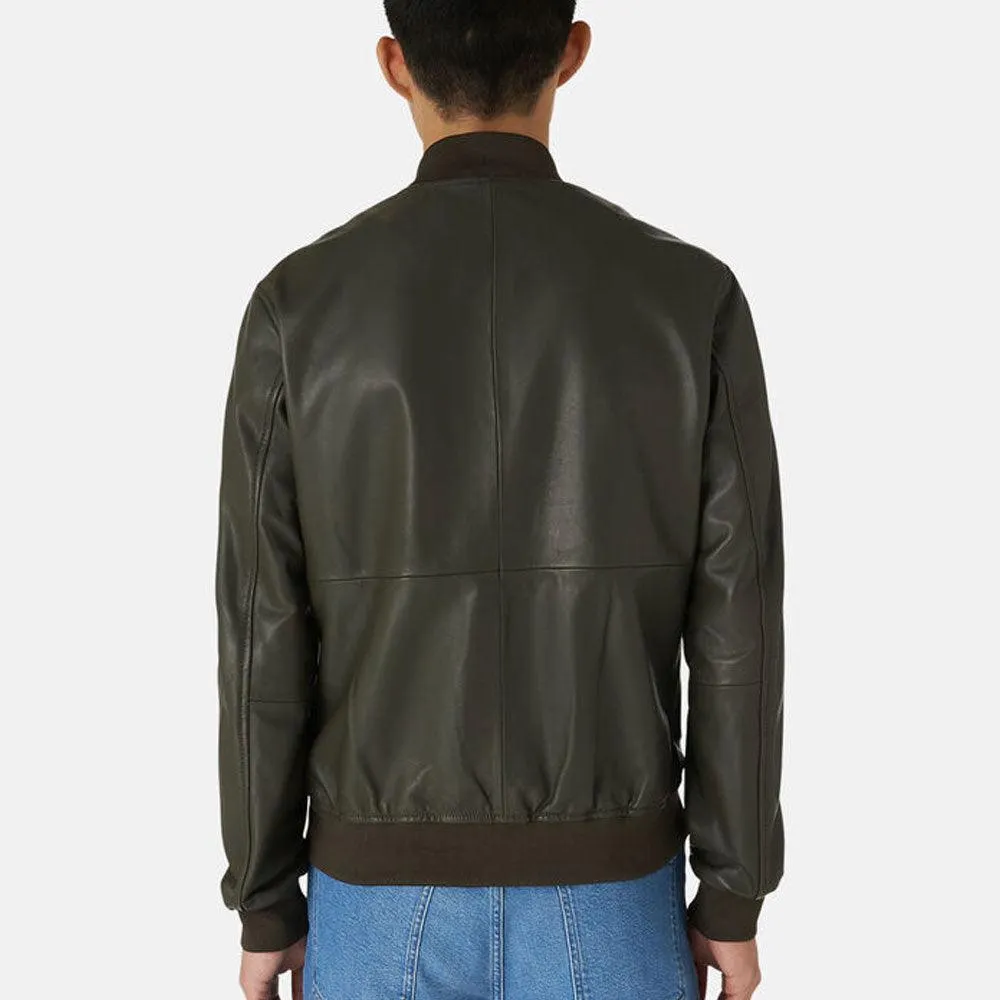 Classic Bomber Leather Jacket For Men