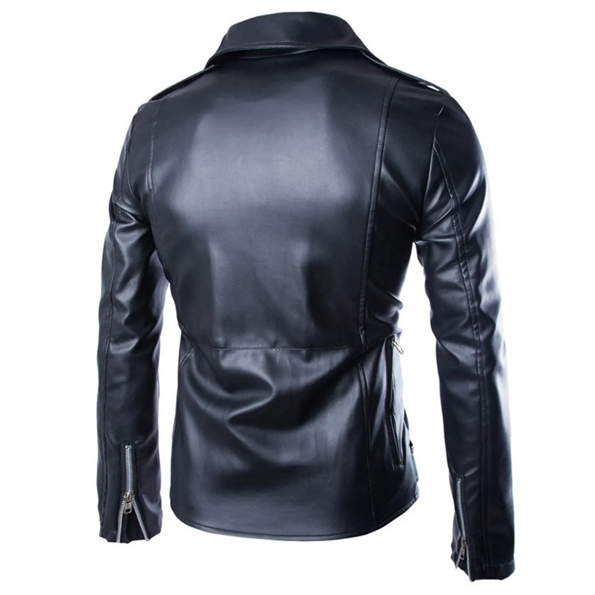 Cloudstyle Men Motorcycle Jacket Biker Windproof Leather Jacket Black Male