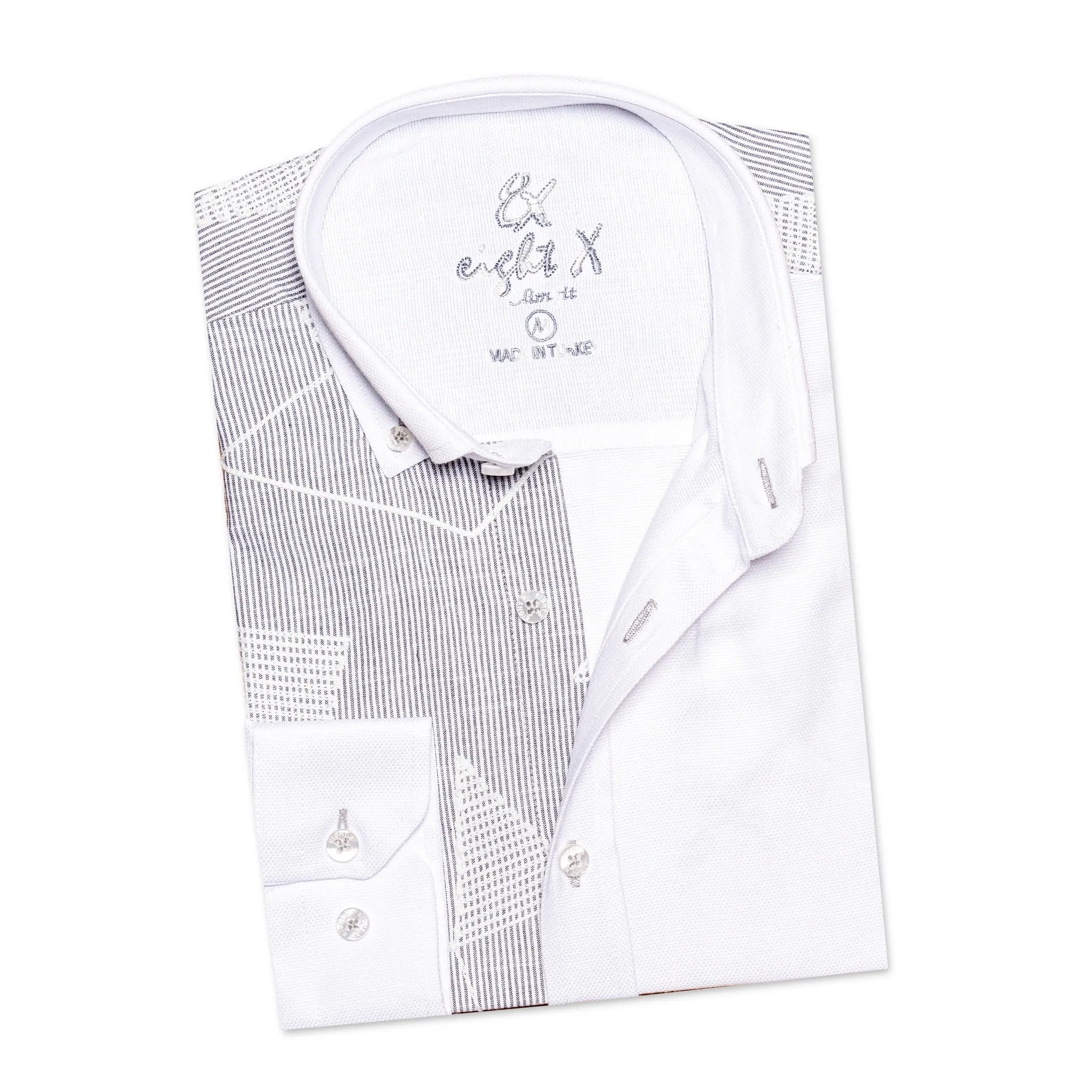 Contact Embroidered Button Down Shirt - White