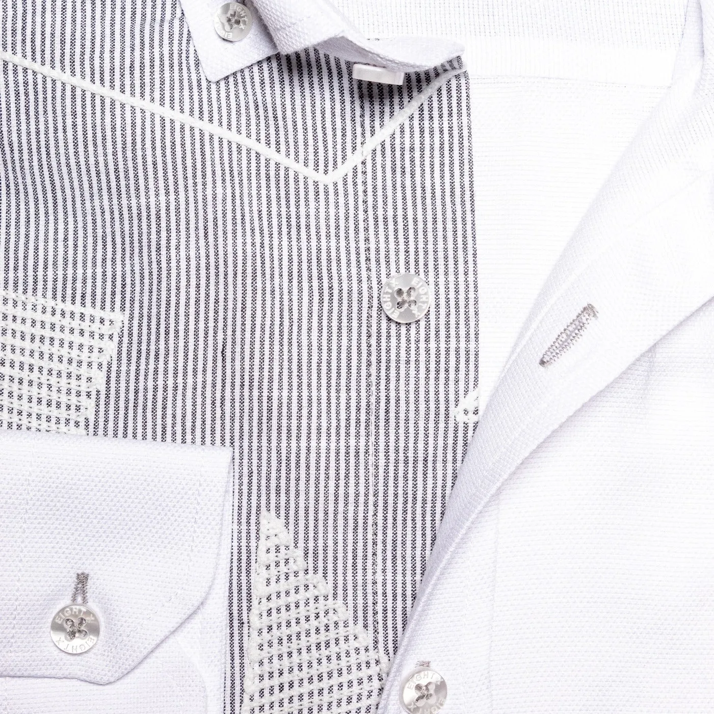 Contact Embroidered Button Down Shirt - White