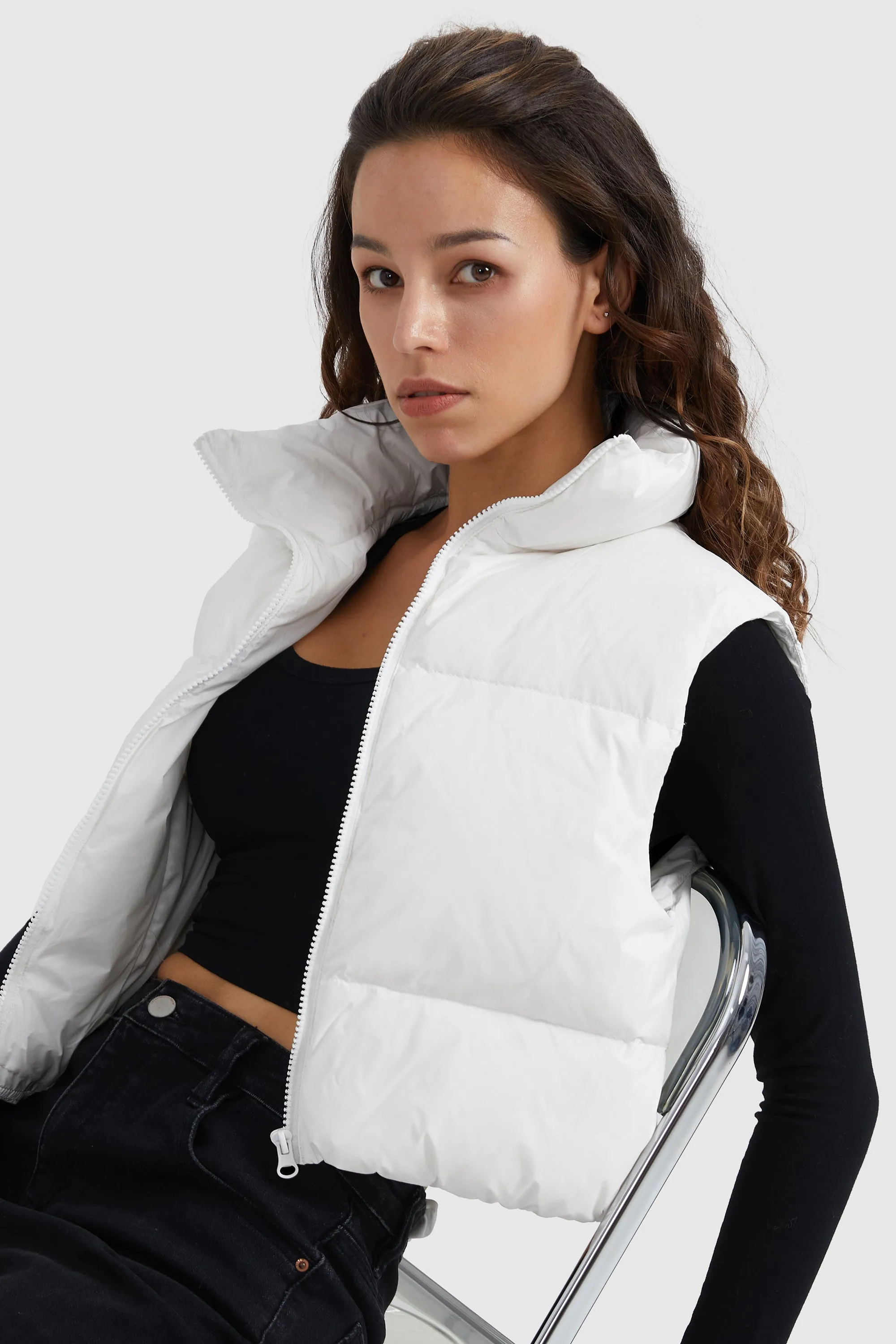 Cropped Puffer Down Vest