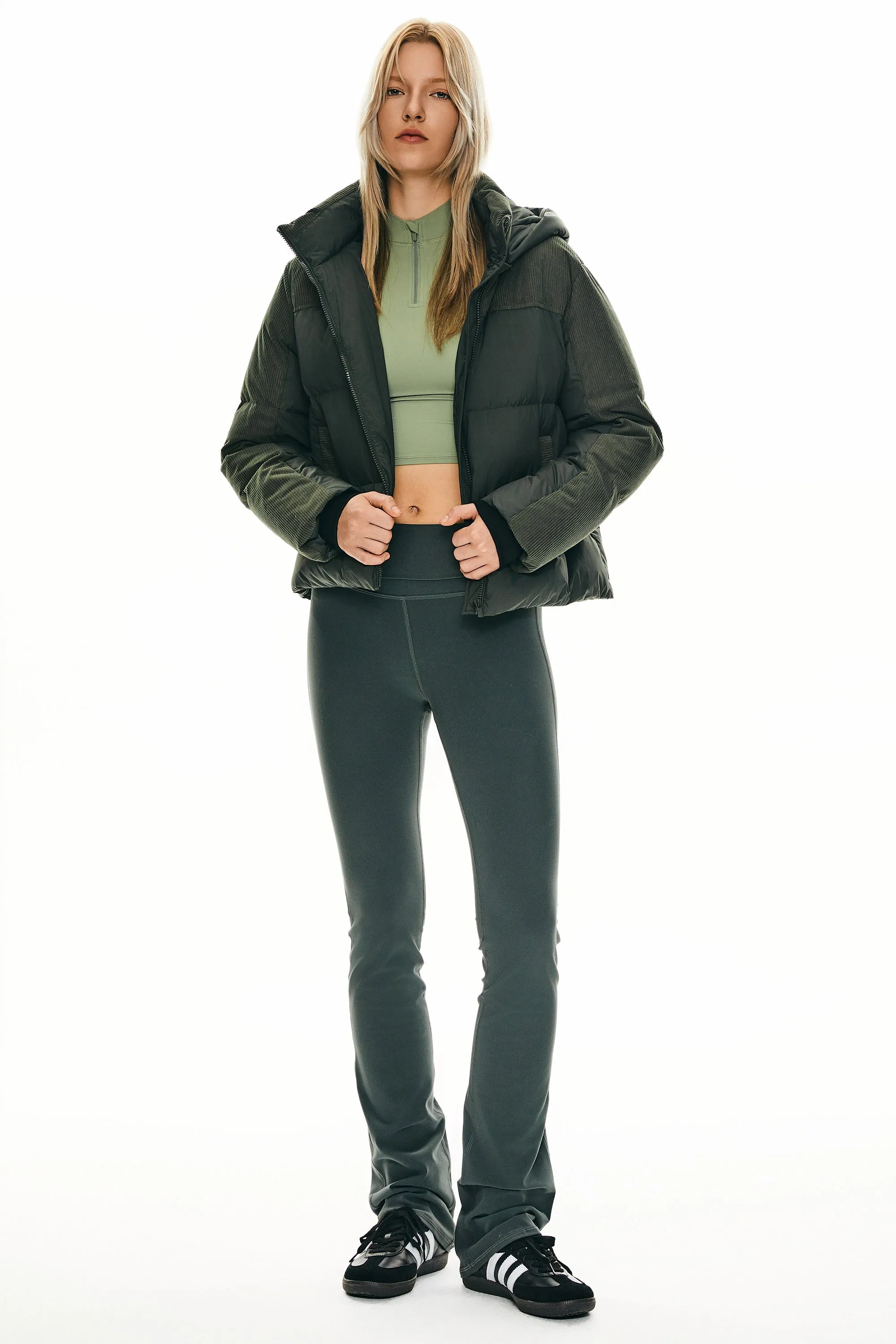 Cropped Puffer Jacket Winter Hooded