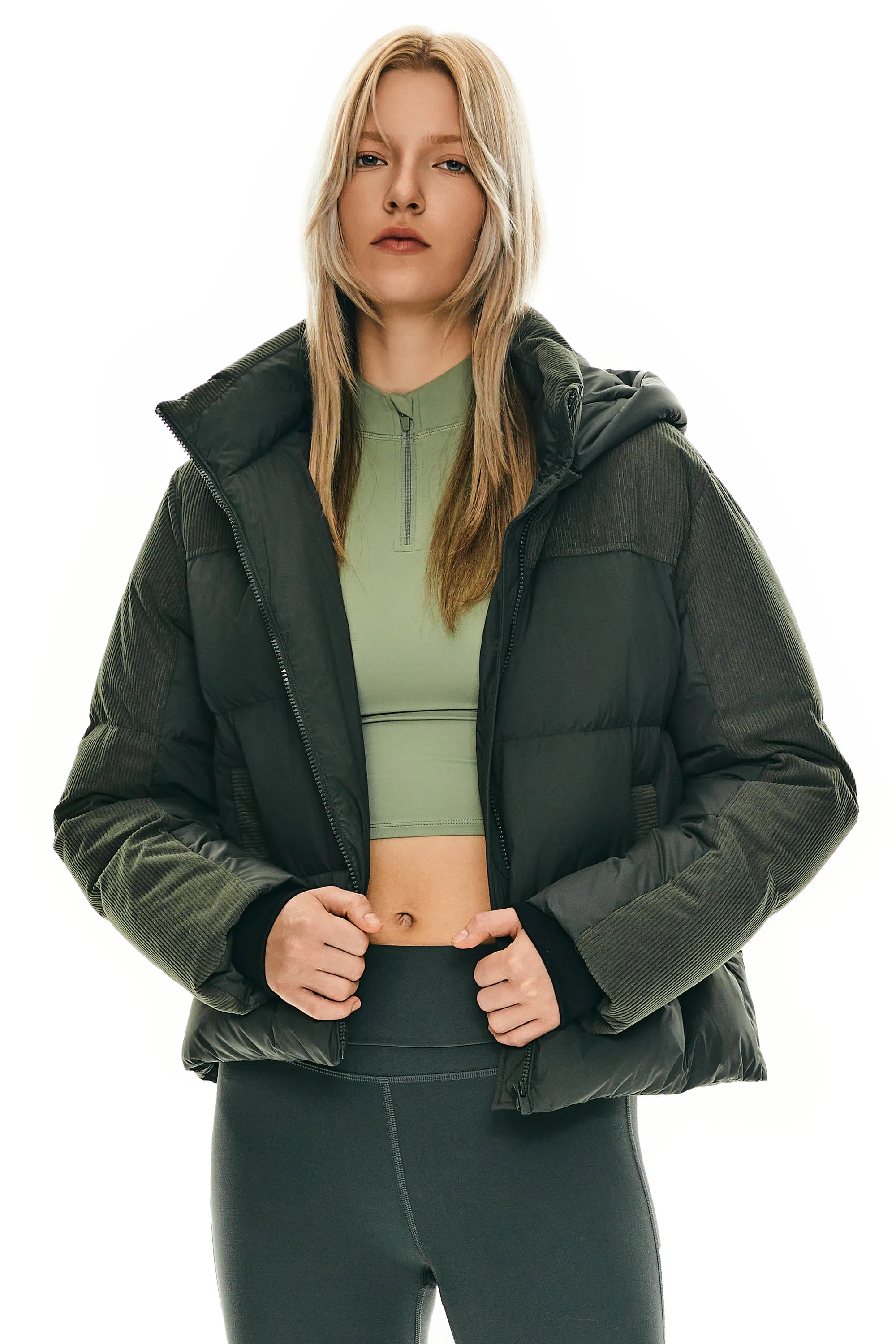 Cropped Puffer Jacket Winter Hooded