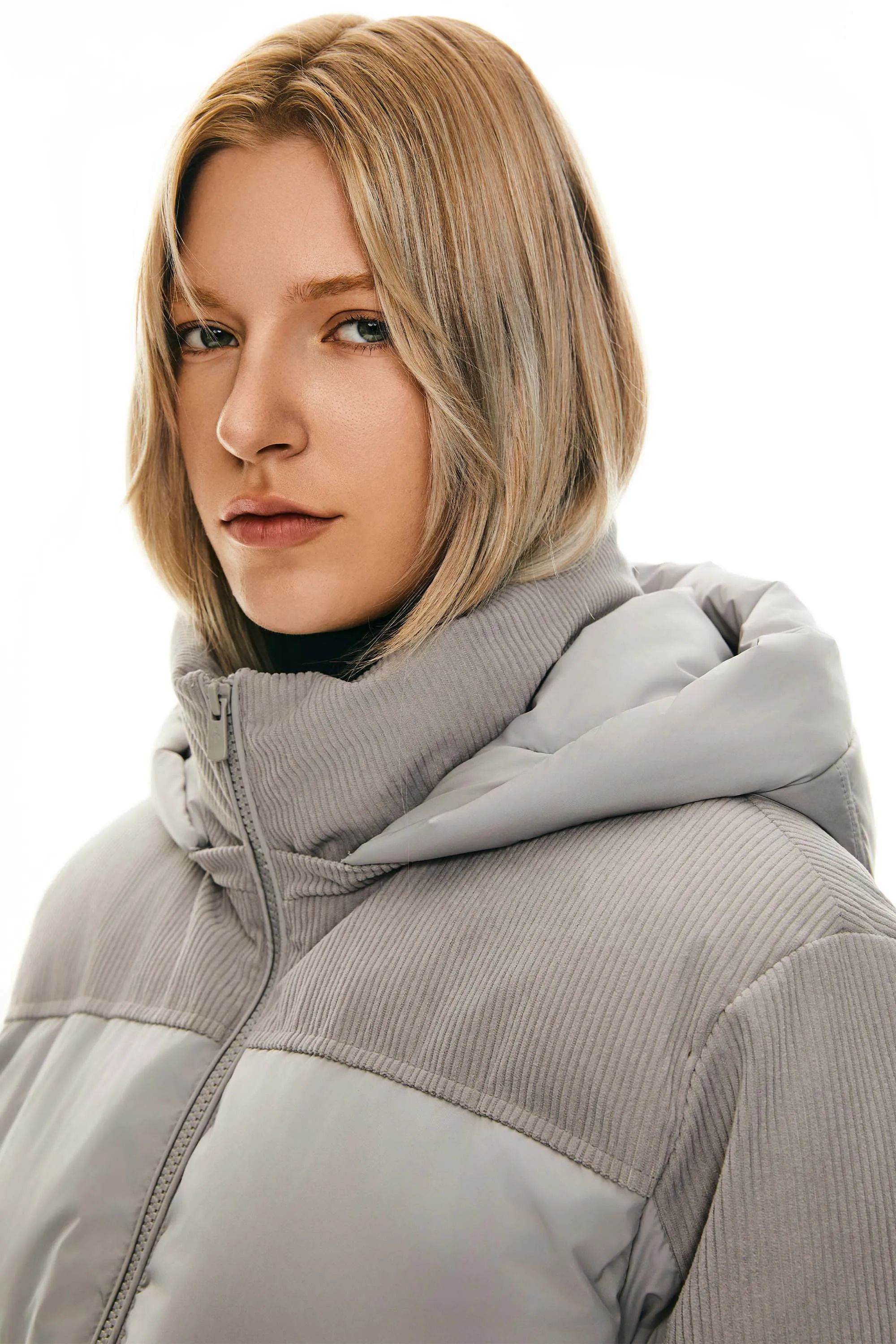 Cropped Puffer Jacket Winter Hooded