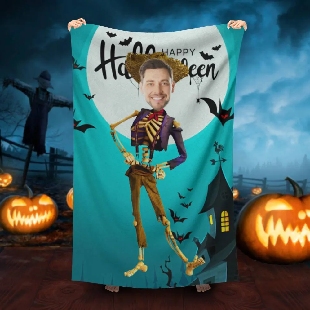 Custom Halloween Blankets Personalized Photo Skeleton Daddy Blanket