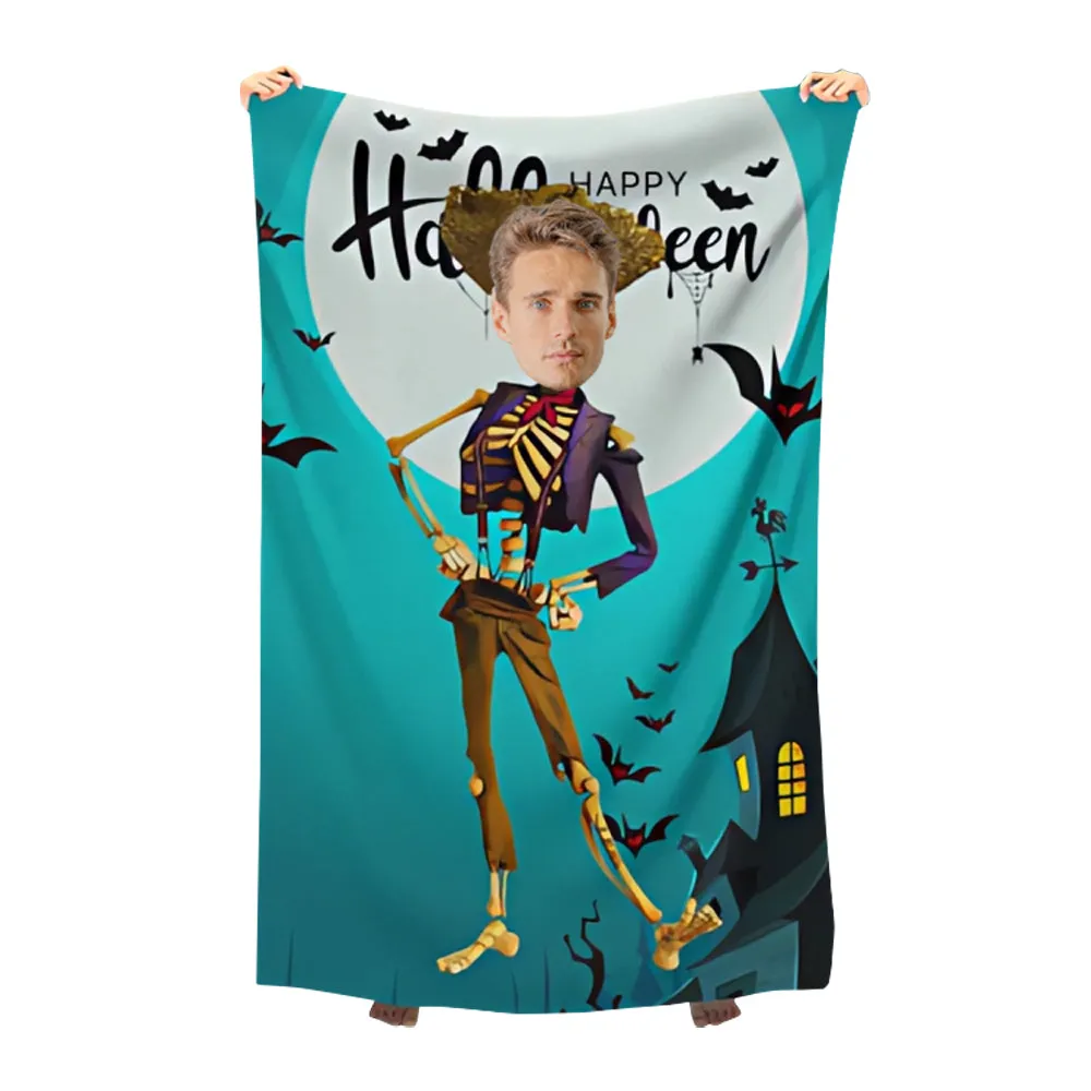 Custom Halloween Blankets Personalized Photo Skeleton Daddy Blanket