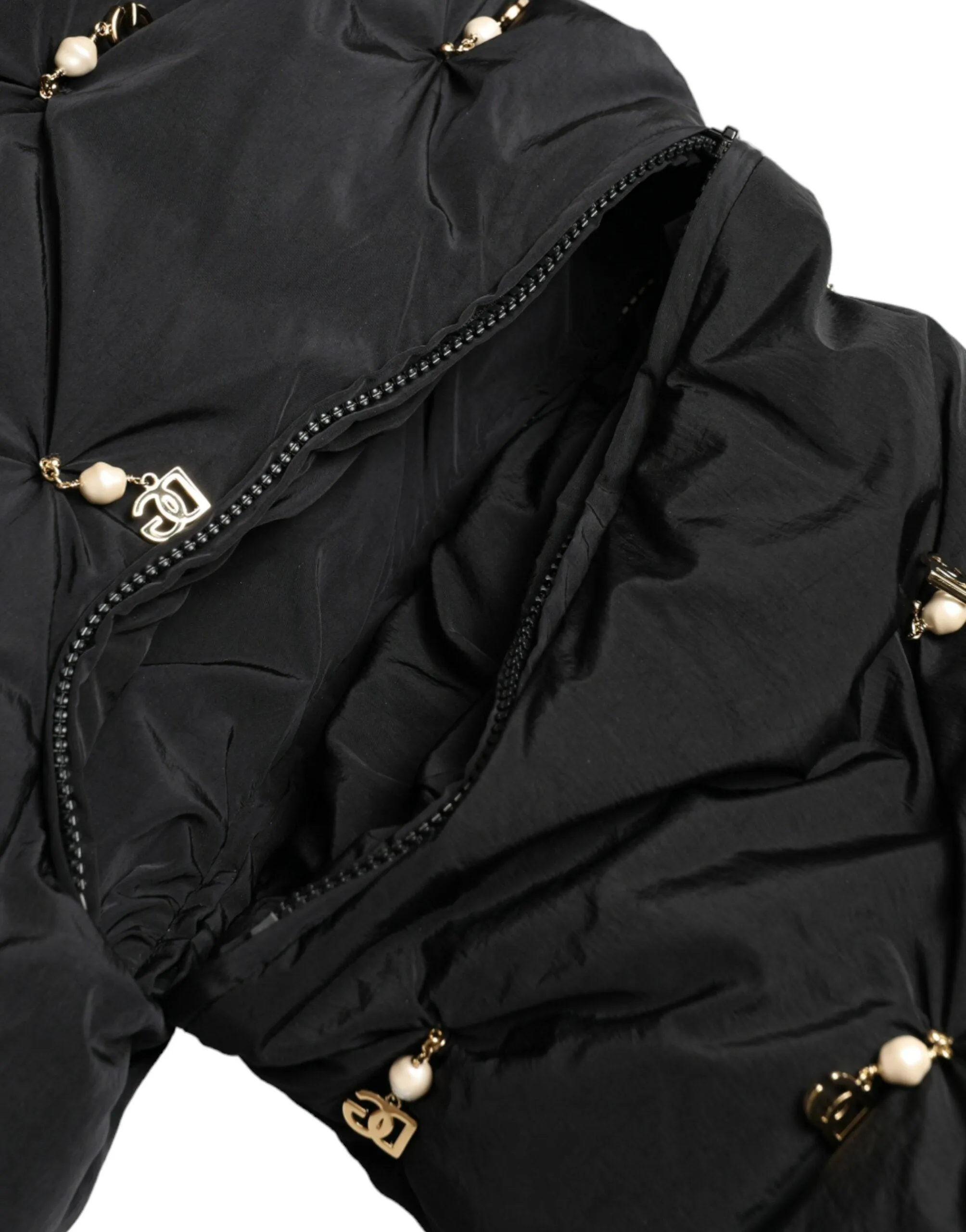 Dolce & Gabbana Quilted Down Bomber Jacket With Pearl Accents