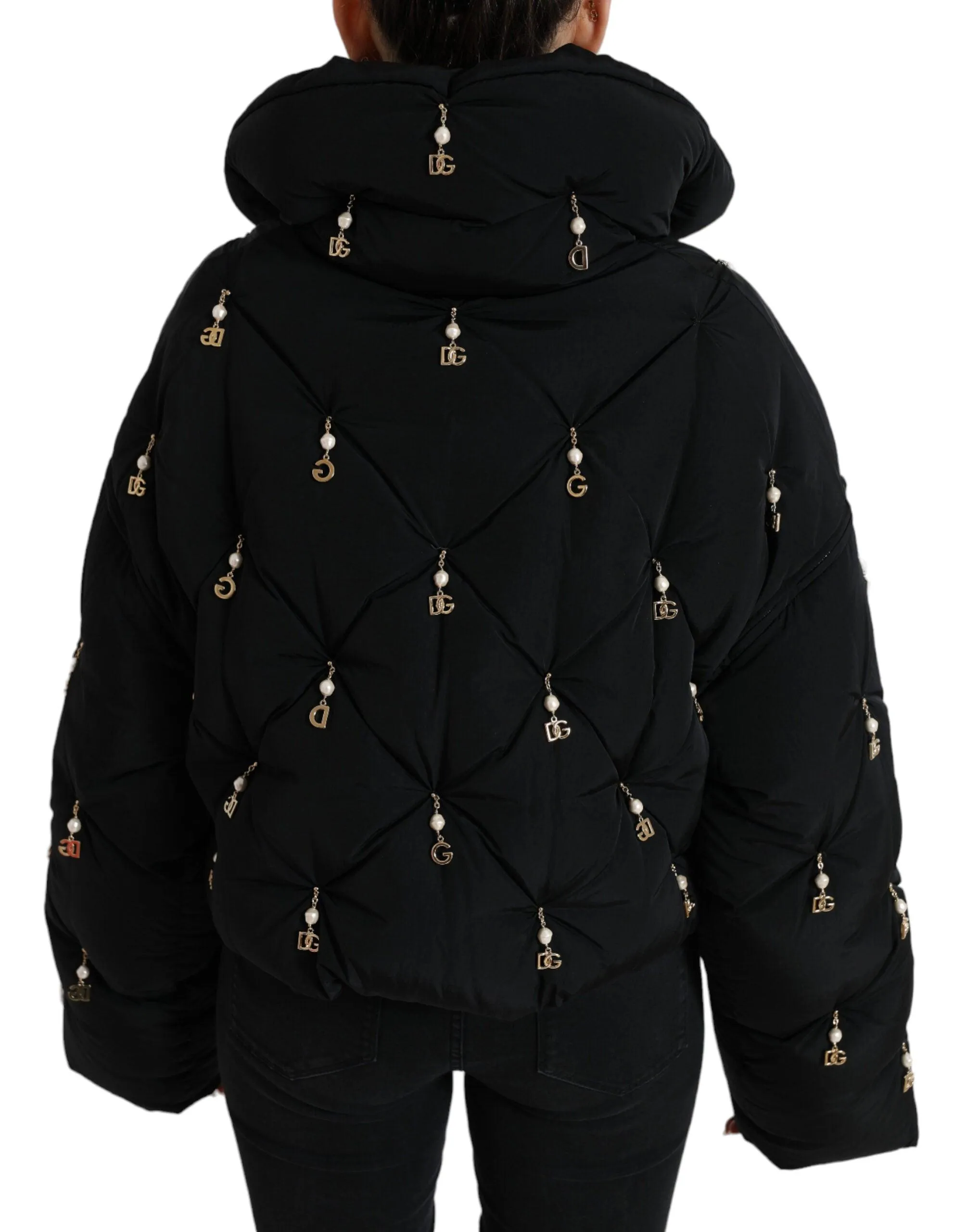 Dolce & Gabbana Quilted Down Bomber Jacket With Pearl Accents