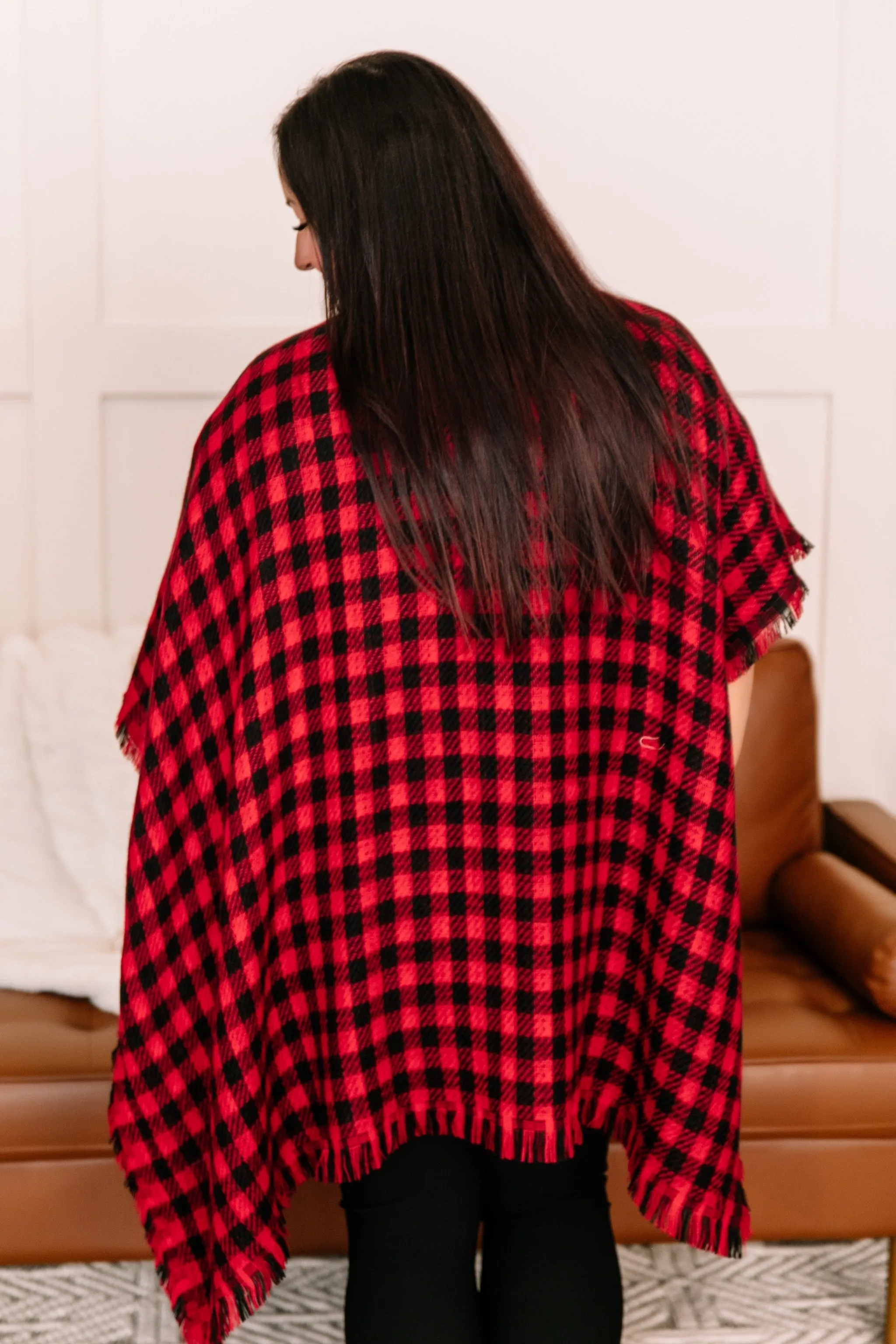 Double Down Black & Red Plaid Kimono