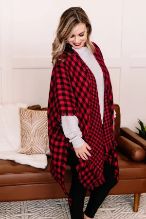 Double Down Black & Red Plaid Kimono