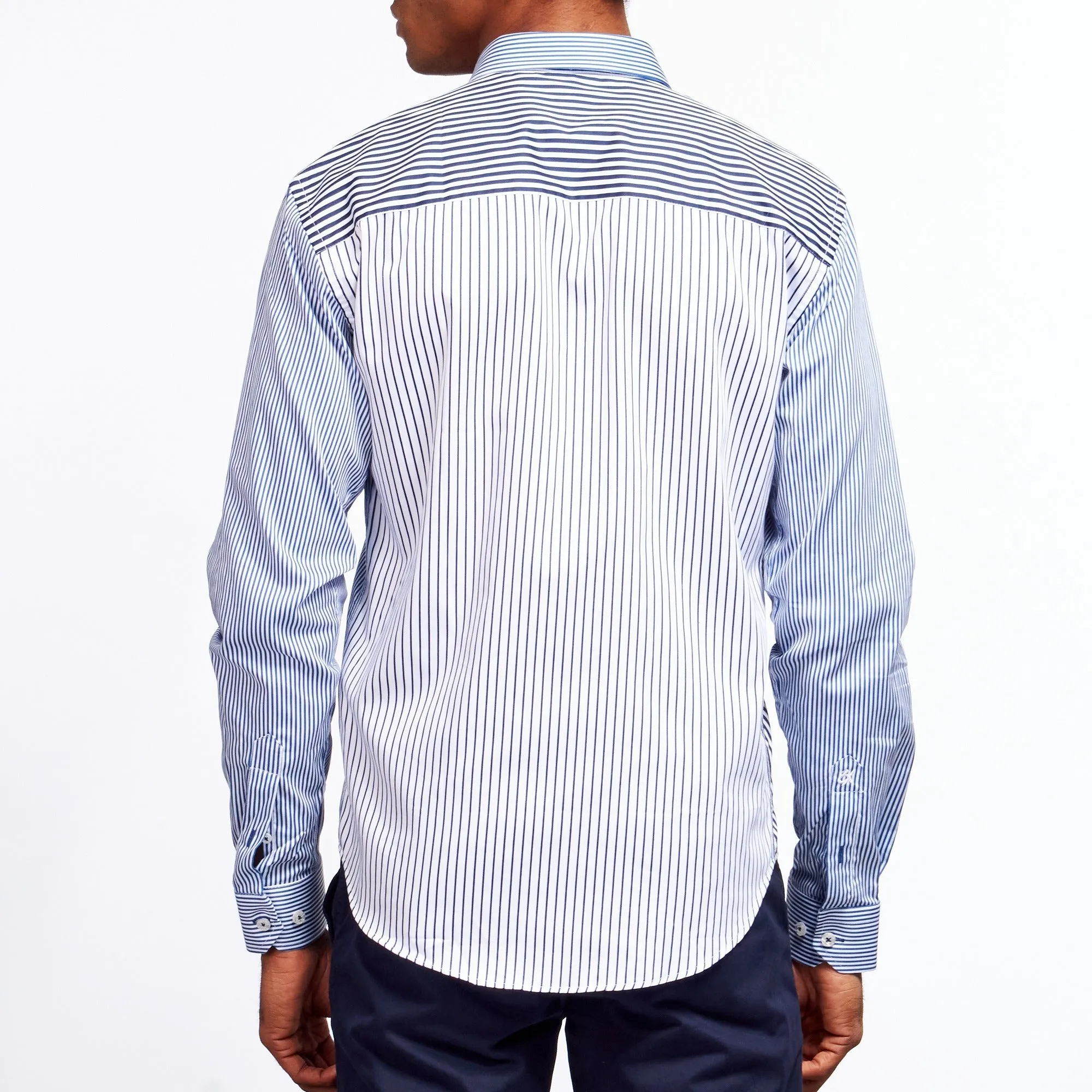 Double Striped Cotton Button Down Shirt