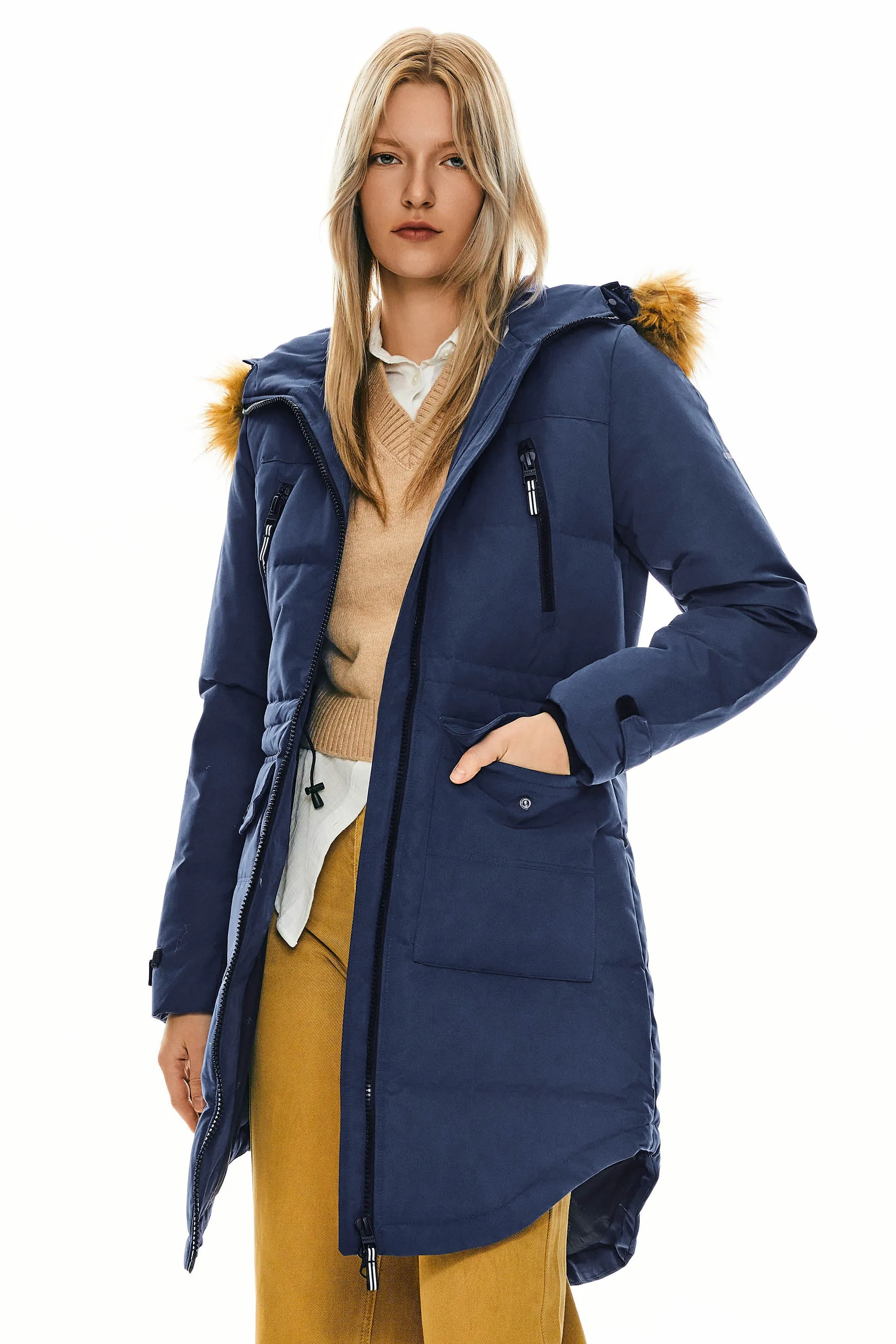 Drawstring Hooded Thickened Down Coat