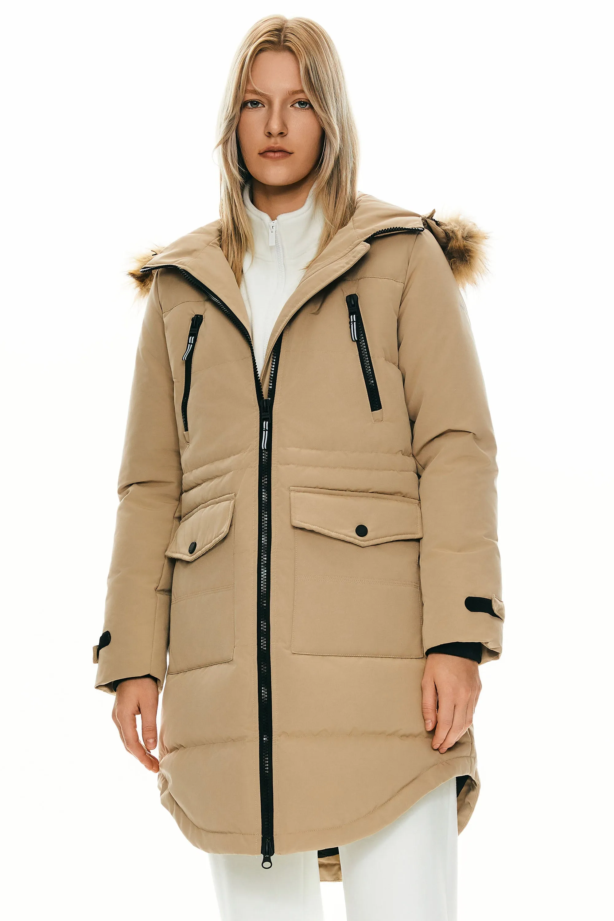 Drawstring Hooded Thickened Down Coat