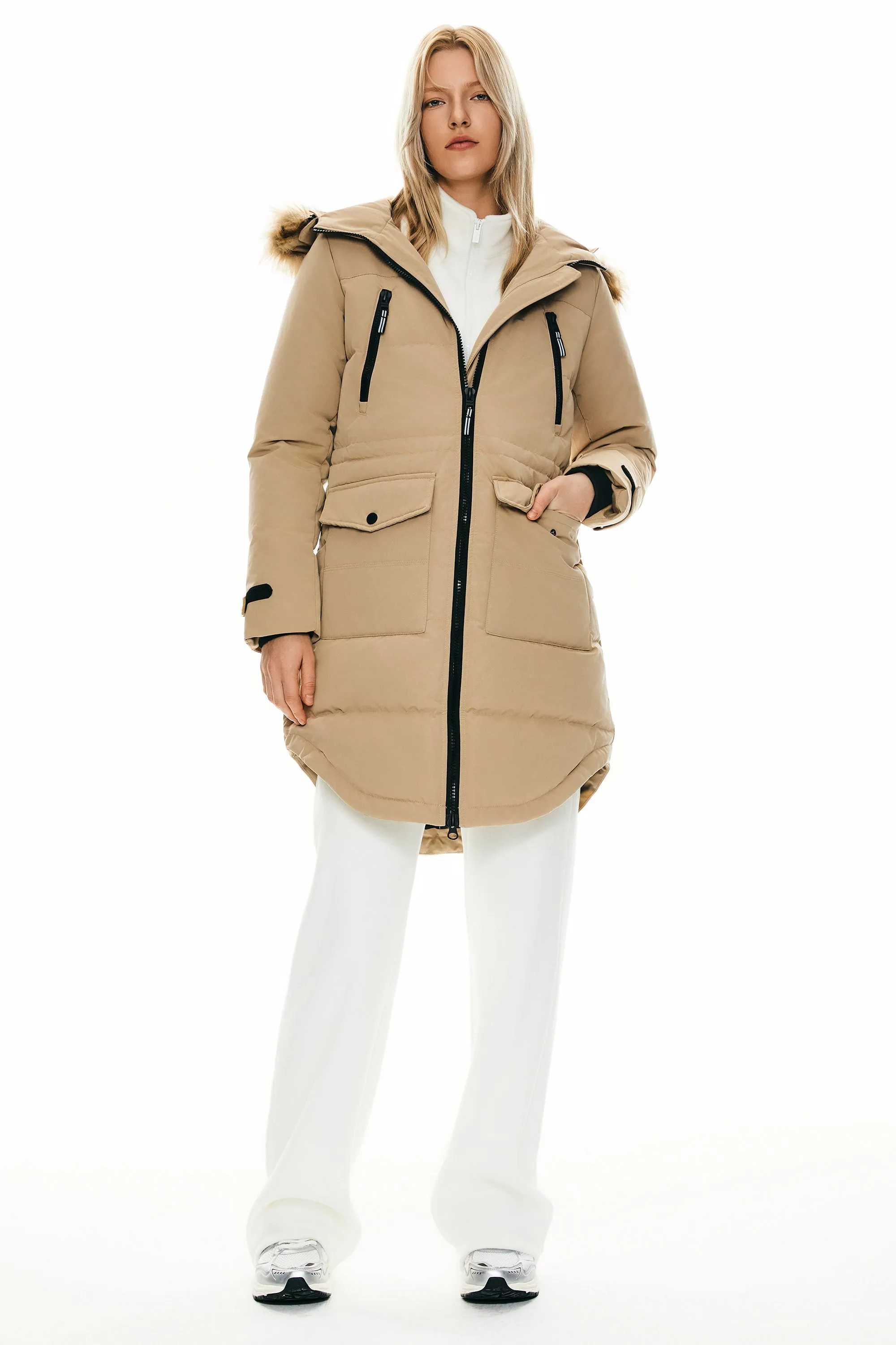 Drawstring Hooded Thickened Down Coat