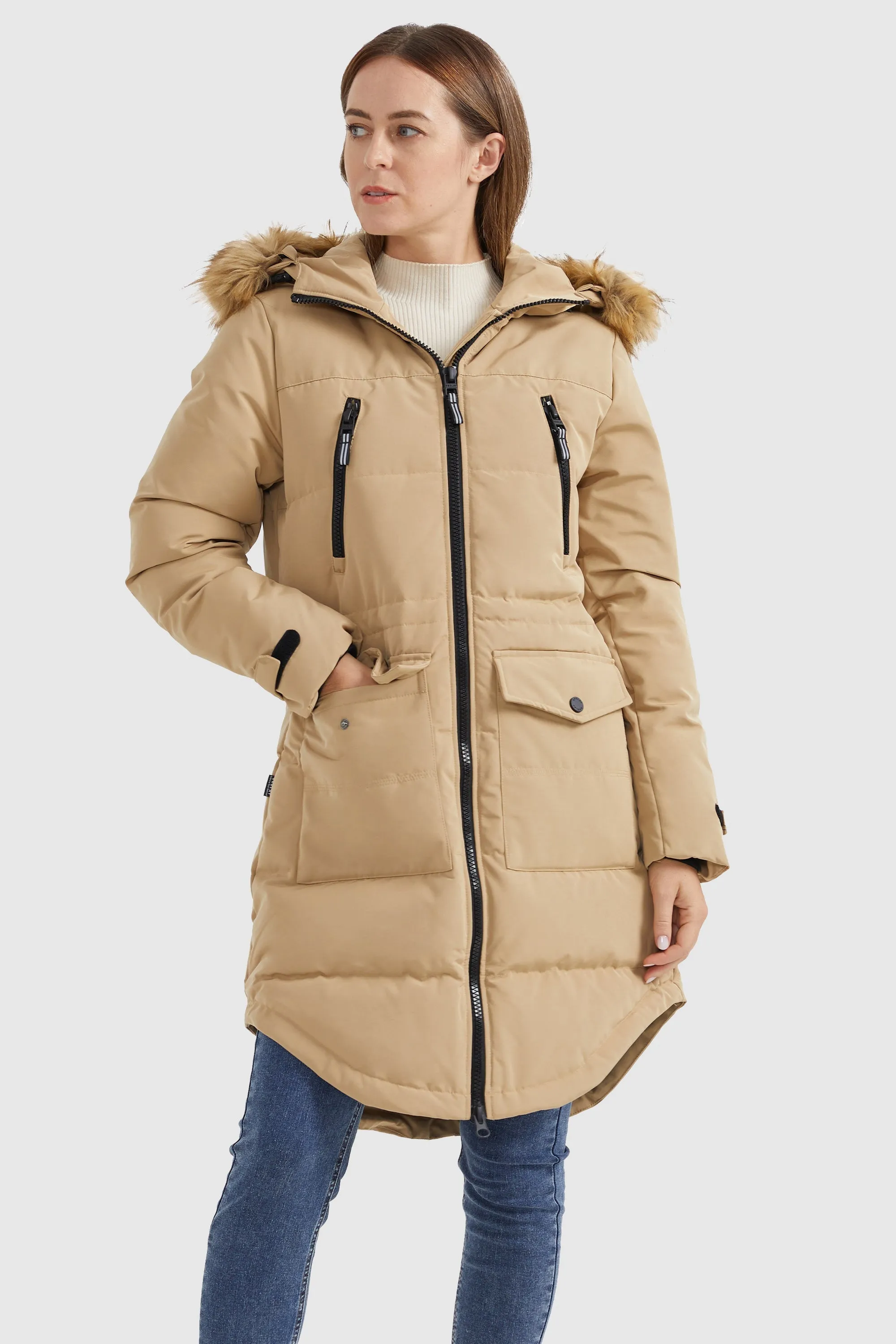 Drawstring Hooded Thickened Down Coat