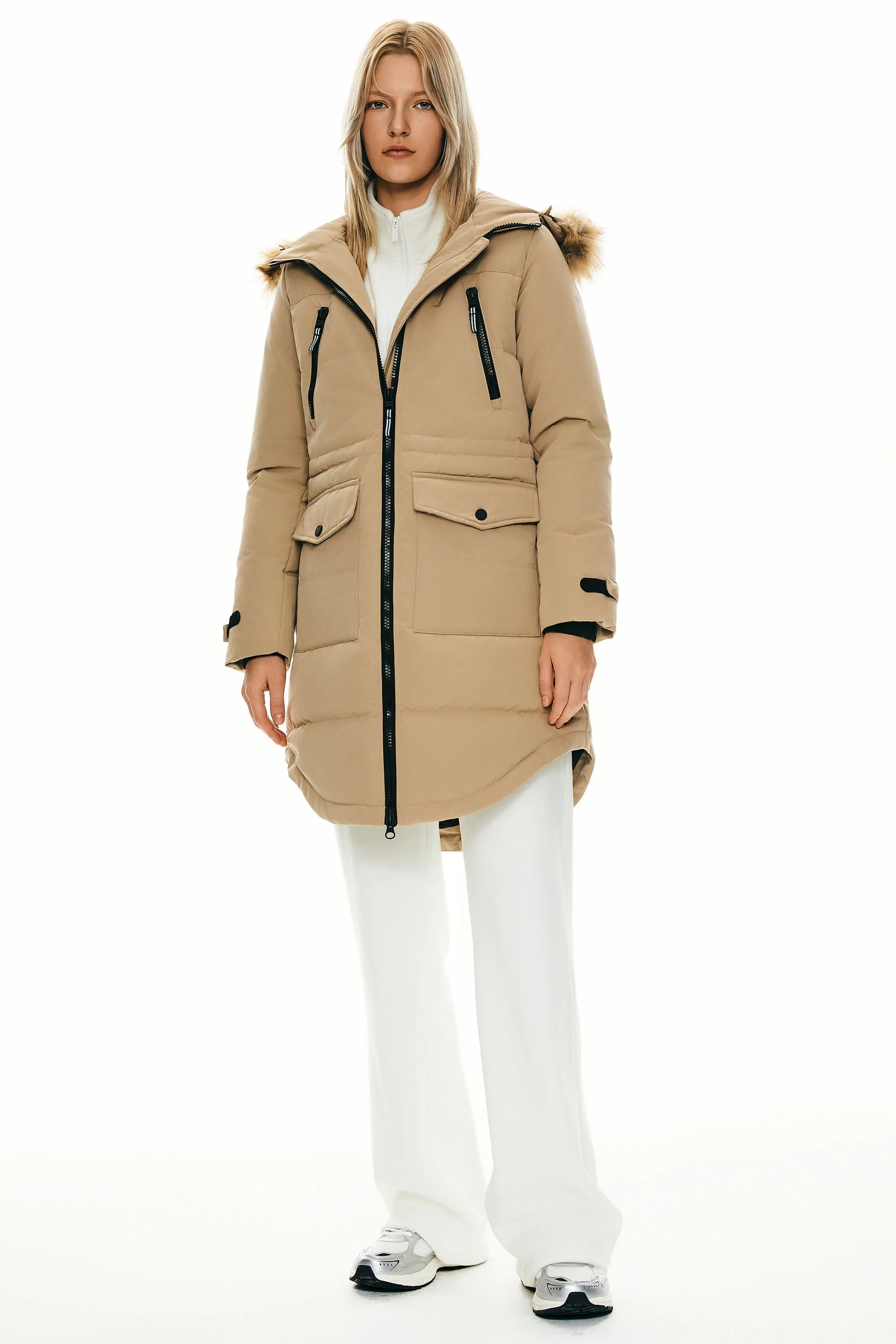 Drawstring Hooded Thickened Down Coat