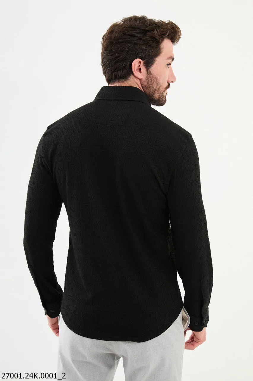 Elegant Black Textured Shirt for Men.