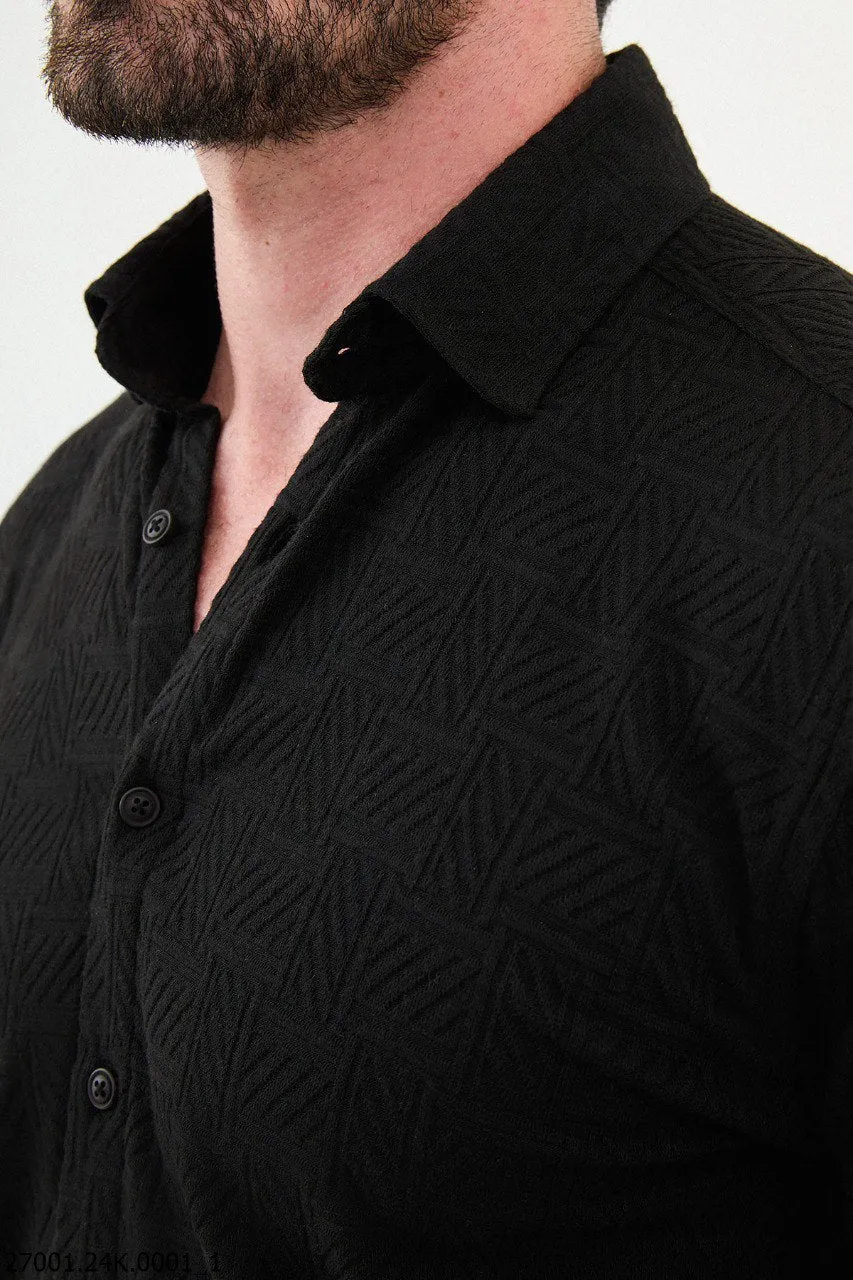 Elegant Black Textured Shirt for Men.