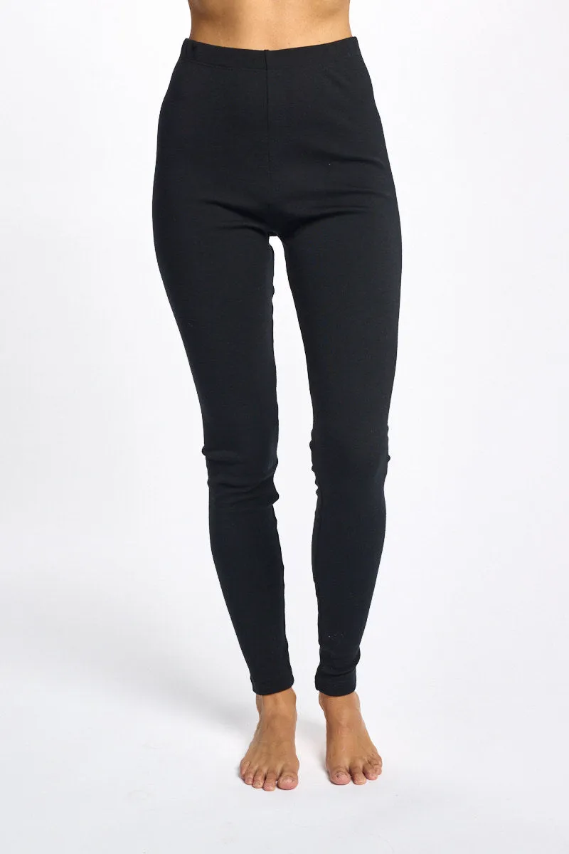 Fine Merino Wool & Silk Legging Black