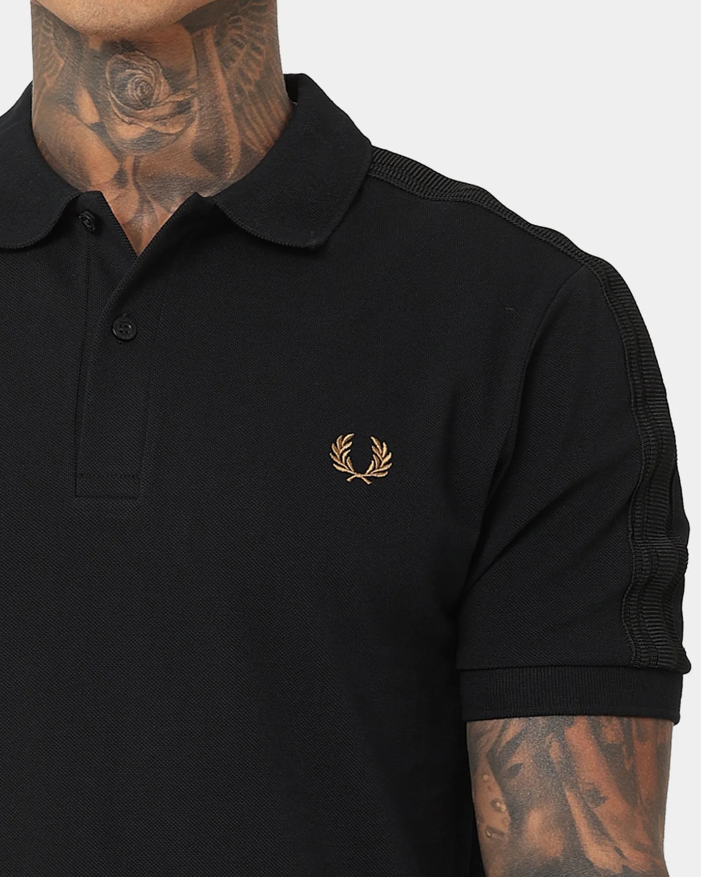 Fred Perry Knitted Tape Polo T-Shirt Black