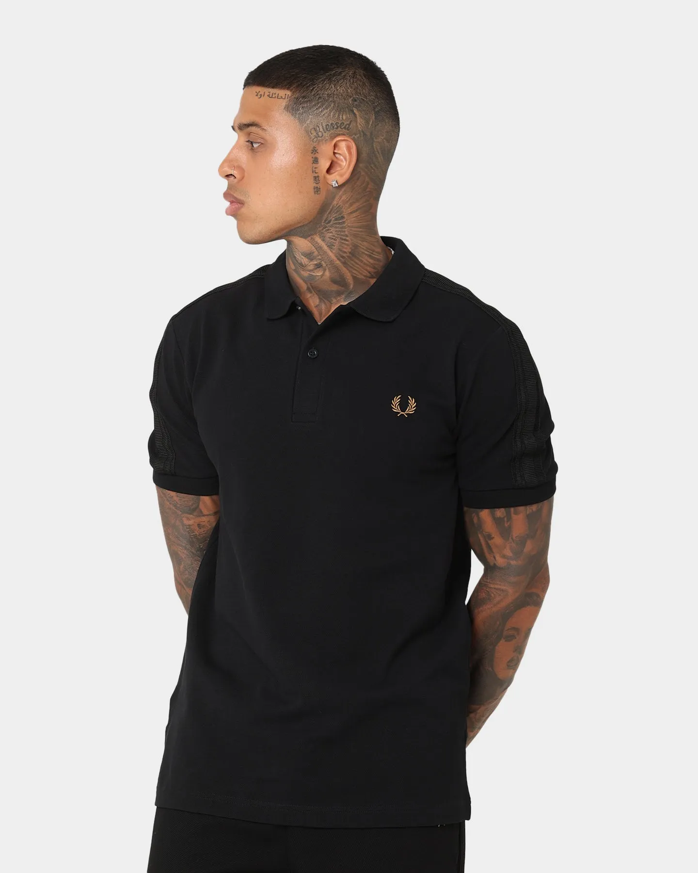 Fred Perry Knitted Tape Polo T-Shirt Black