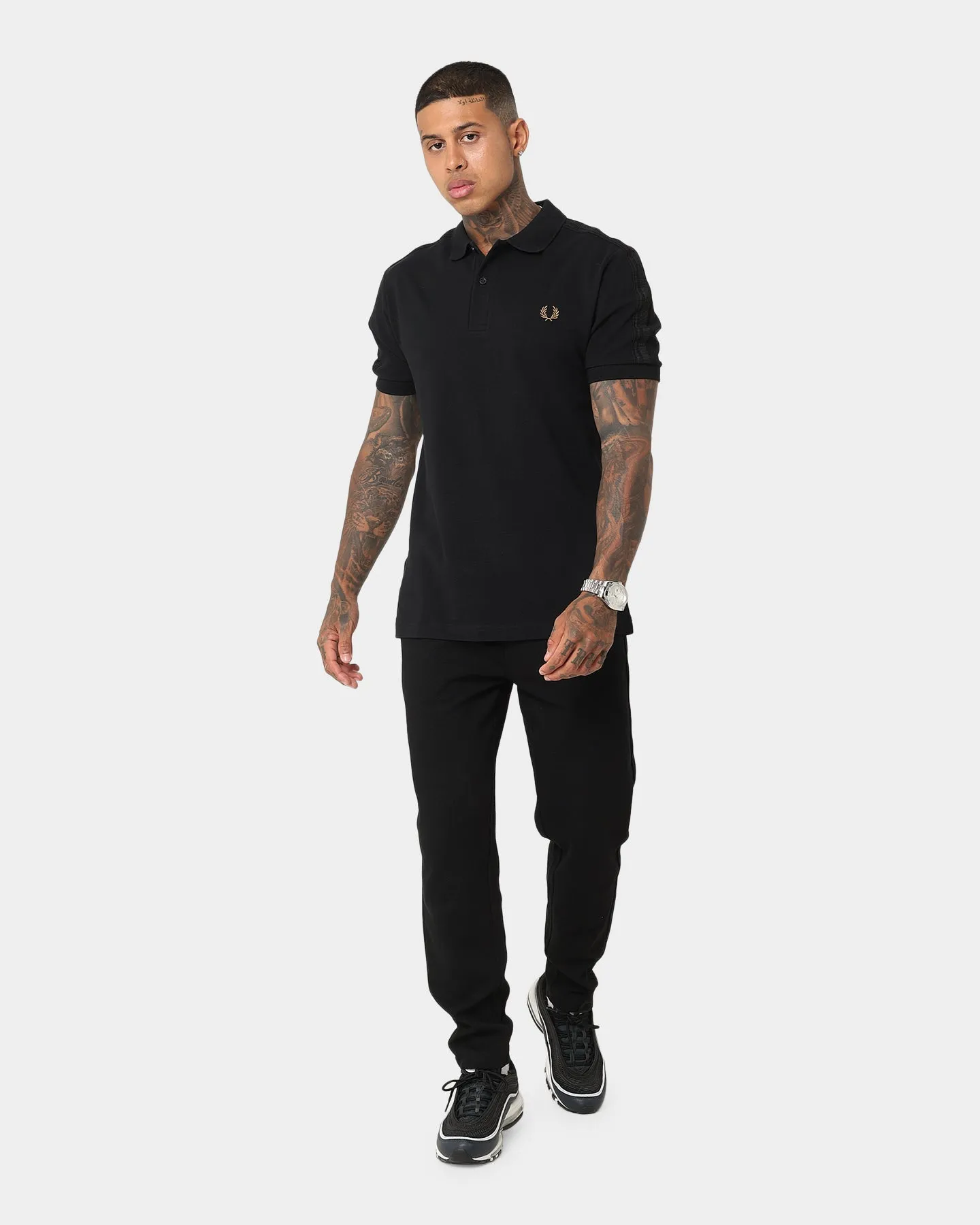 Fred Perry Knitted Tape Polo T-Shirt Black