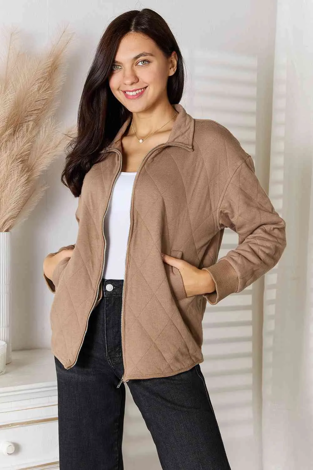 Full Size Zip-Up Jacket with Pockets