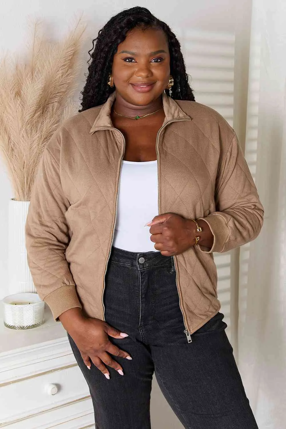 Full Size Zip-Up Jacket with Pockets