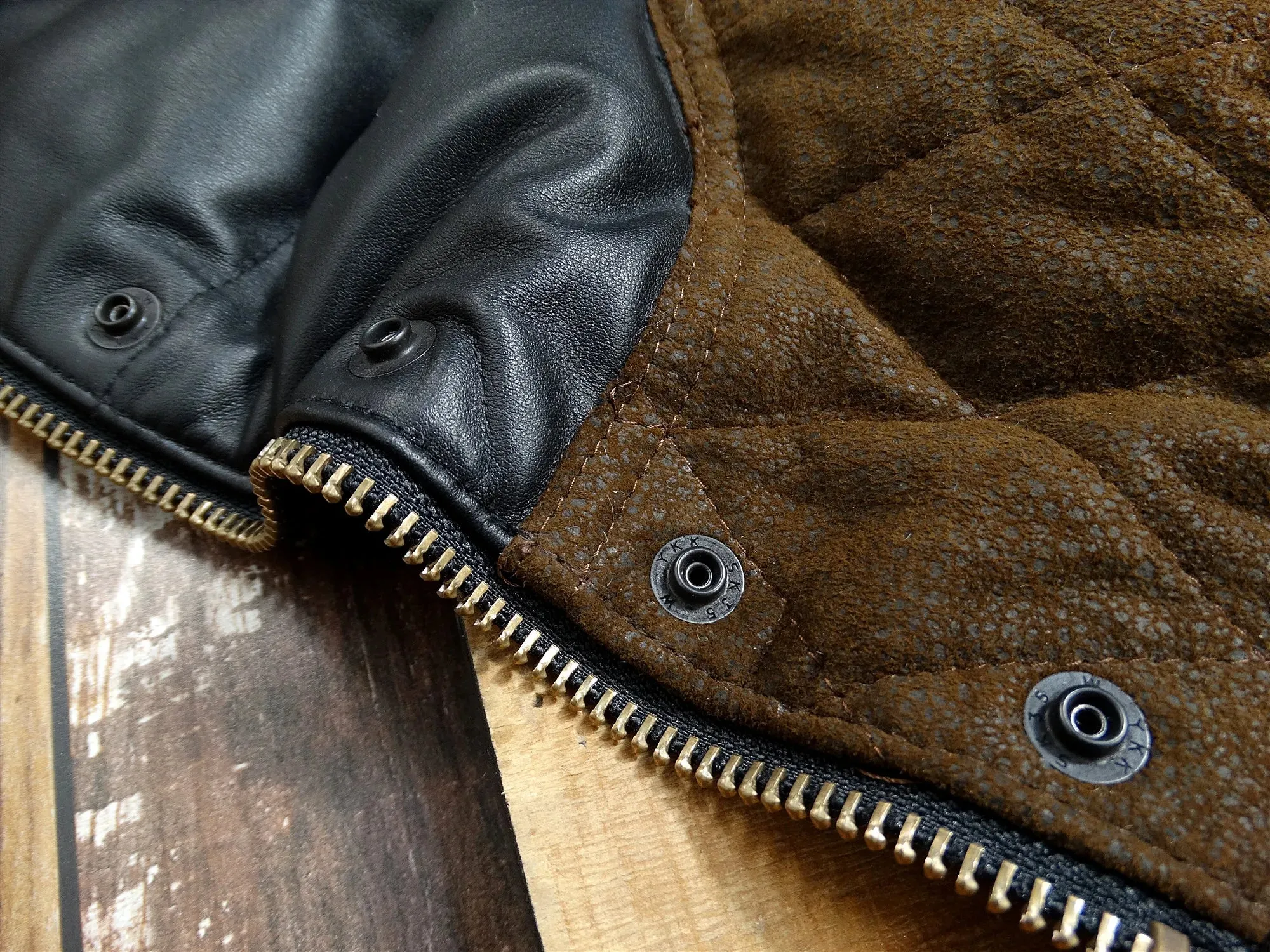 Genuine Leather Down Jacket with Wool Collar - Short Slim Fit