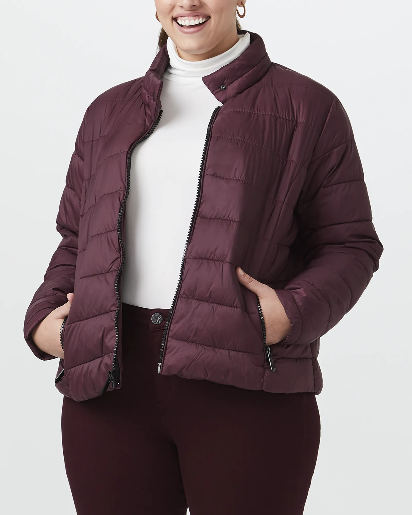 Gina Packable Puffer Jacket | Burgundy