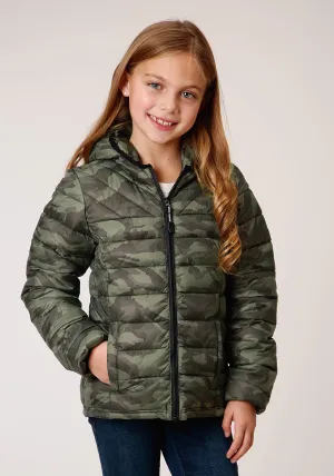 GIRLS  PARACHUTE CAMO HOODED DOWN JACKET