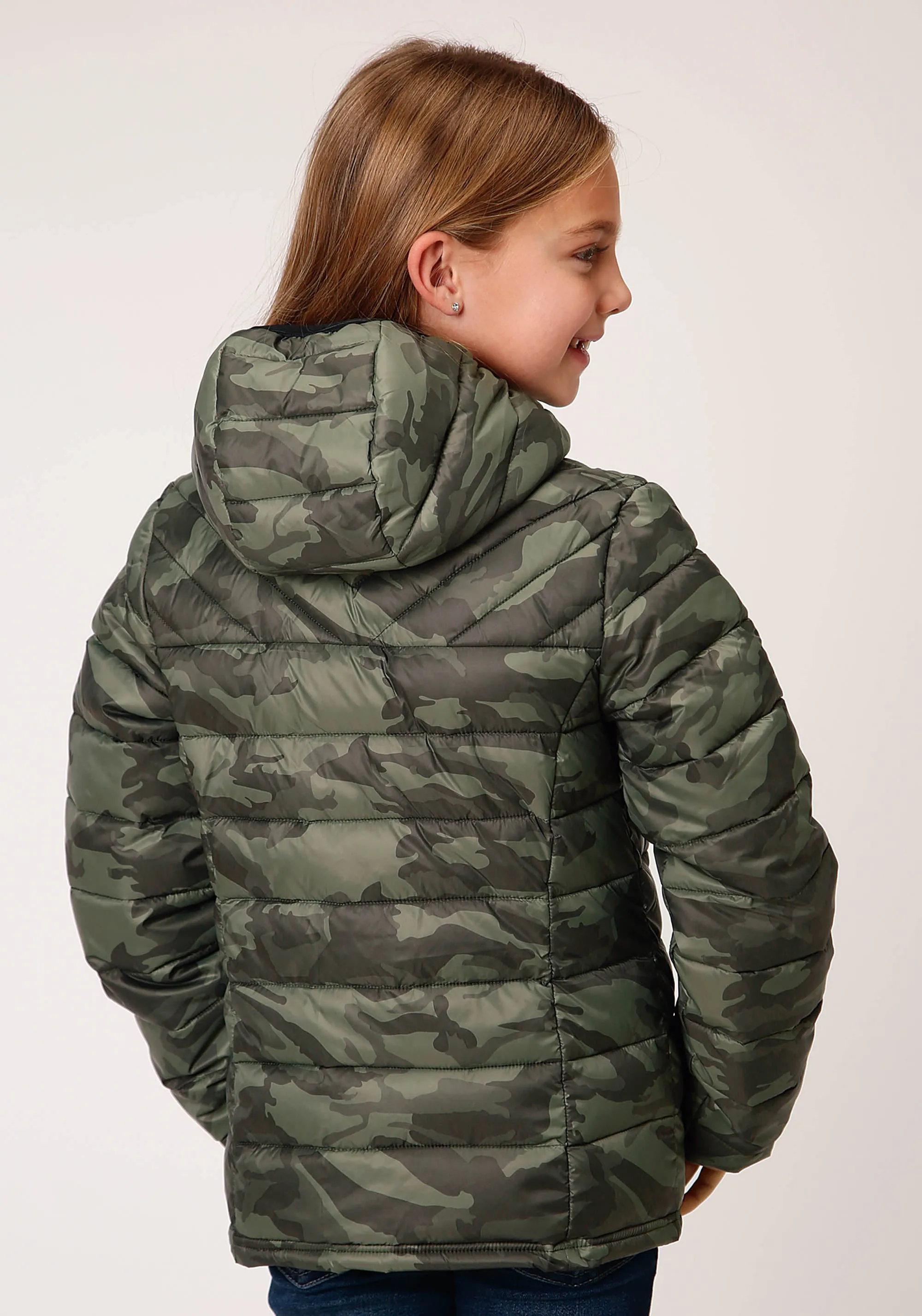 GIRLS  PARACHUTE CAMO HOODED DOWN JACKET