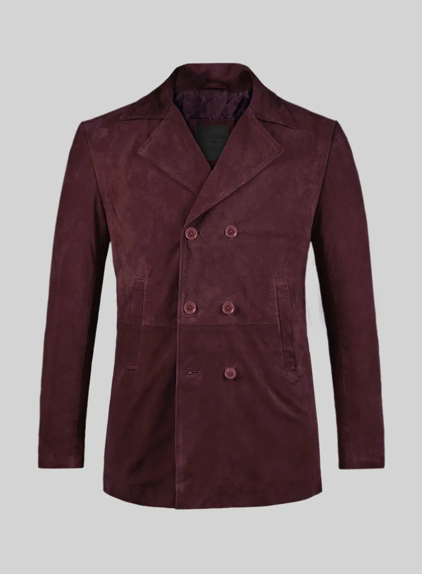 Grapevine Suede Leather Pea Coat