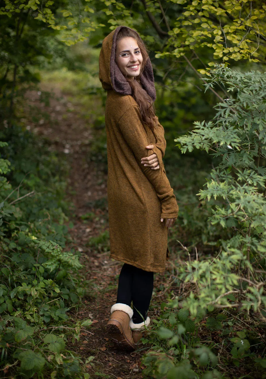 Hooded Long Cardigan Jacket Camel