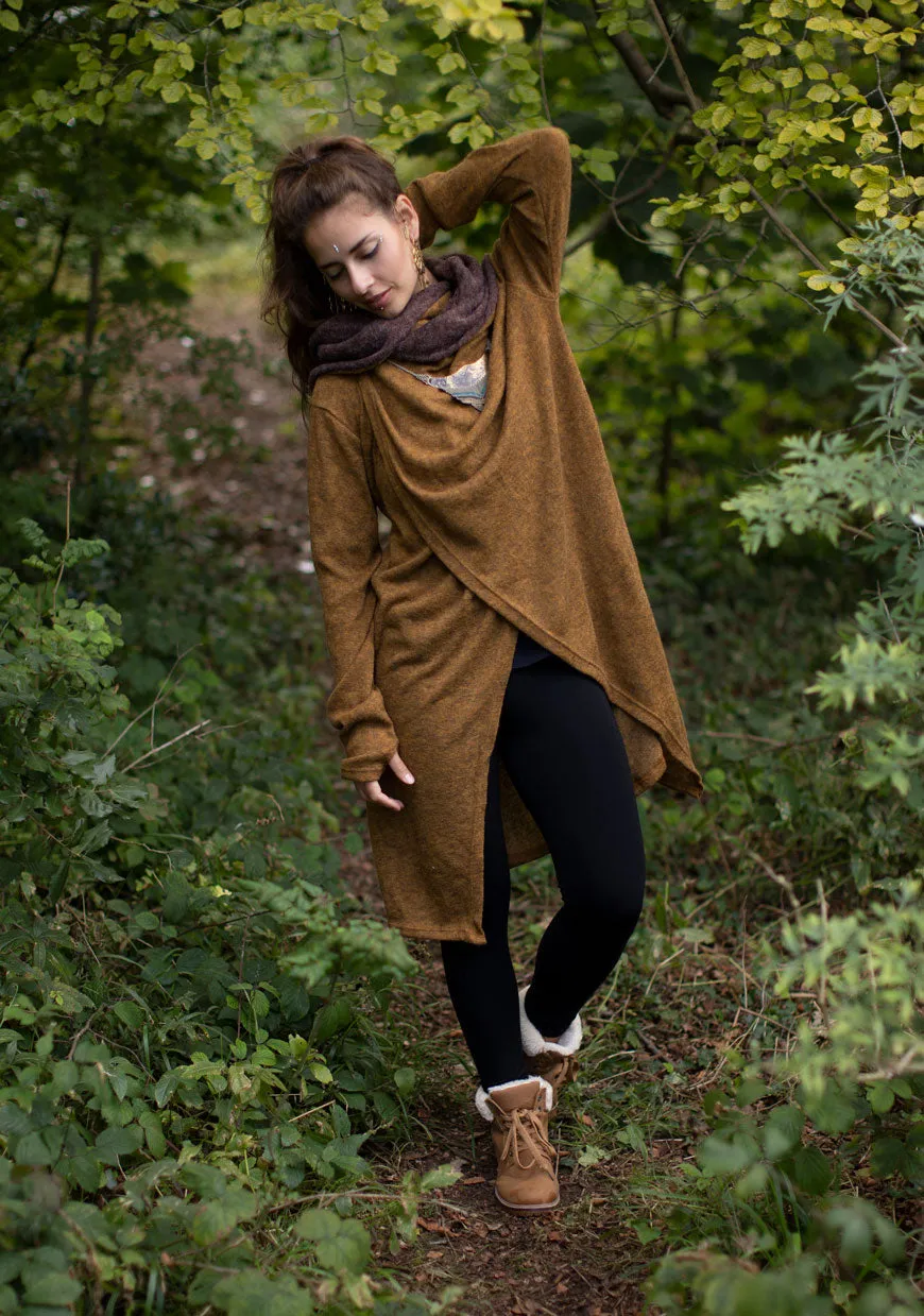 Hooded Long Cardigan Jacket Camel