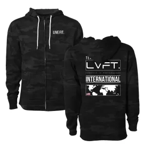 International Zip-Up Hoodie- Black Camo