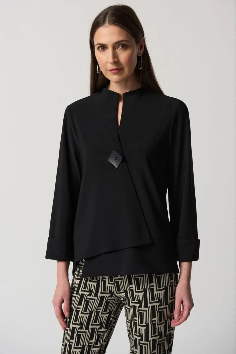 Joseph Ribkoff Black Scoop Neck Swing Jacket - 233303 (T)