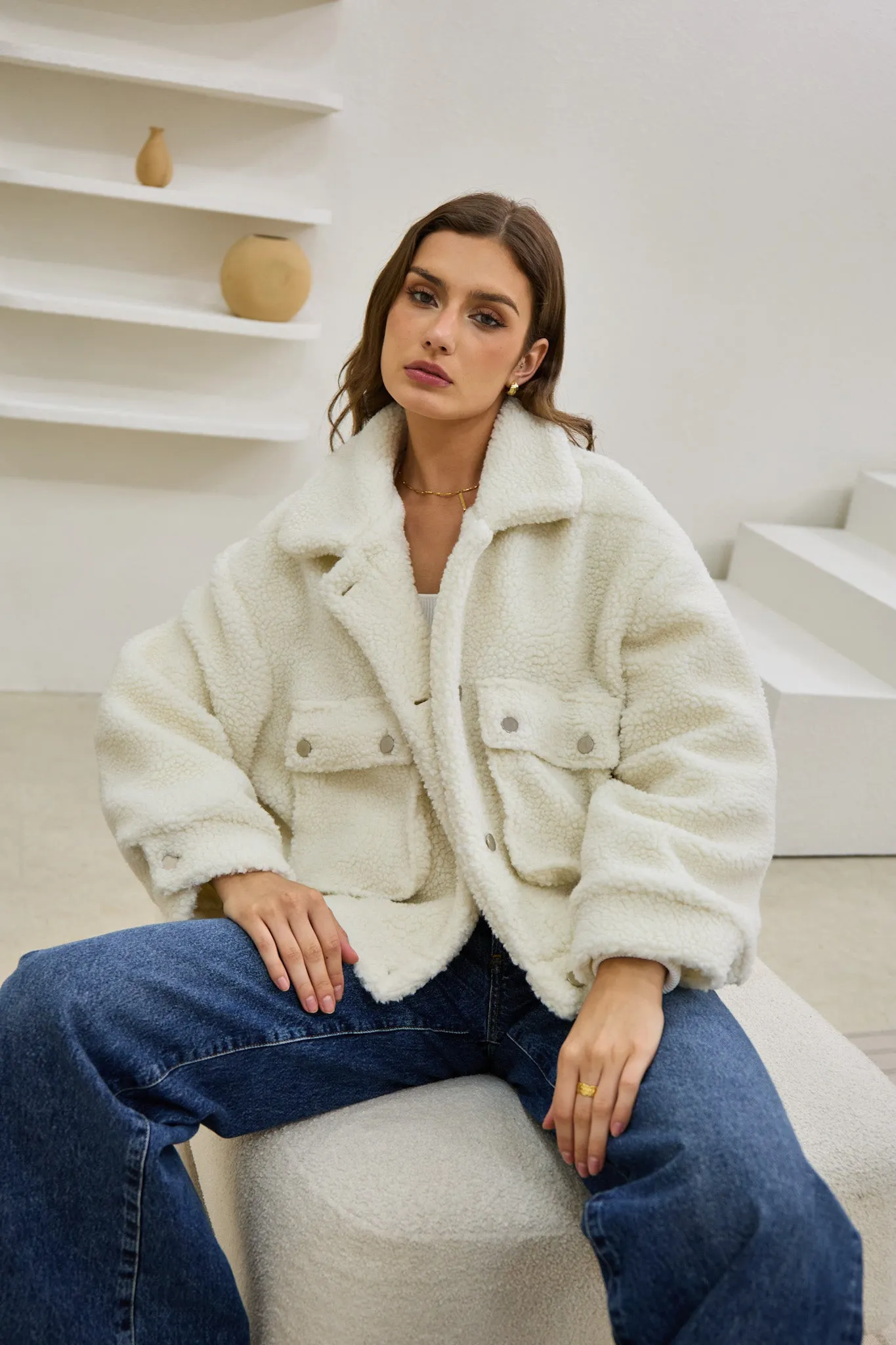 Kyla Off White Teddy Jacket