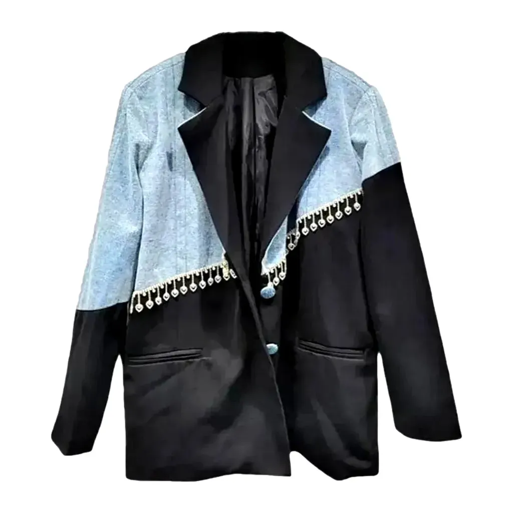 Light wash oversized women's jeans blazer jacket