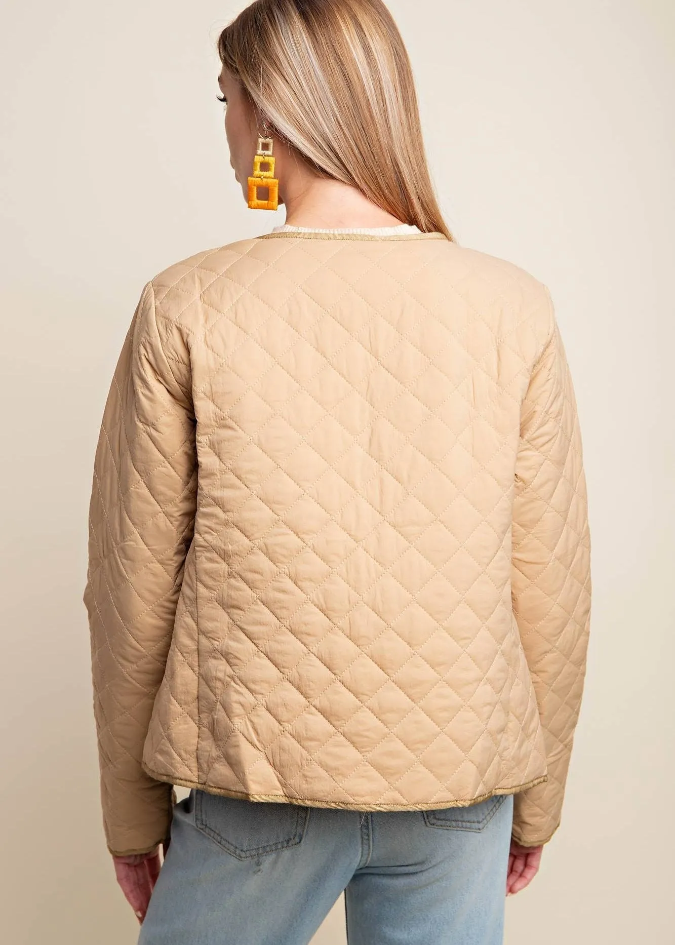 Lightweight Quilted Jacket in Taupe